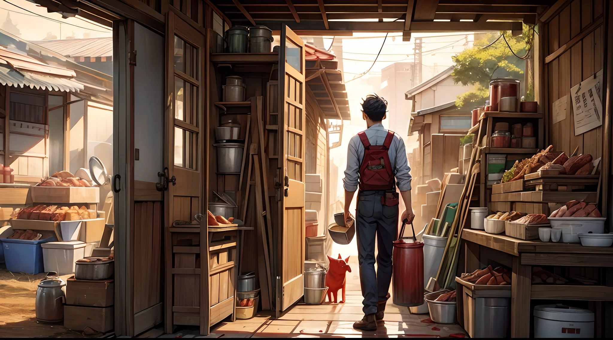 Inside the farm yard,A crowd of slaughtering workers,Raw meat is being carried,But the strange thing is,In addition to meat,There were even jars of bright red blood。Reflected in the bright morning sun,The glass jar was scarlet,It's like a mellow wine。The foreman Lao Liu talked with the workers,He was puzzled by Lin Dong's behavior。No Man