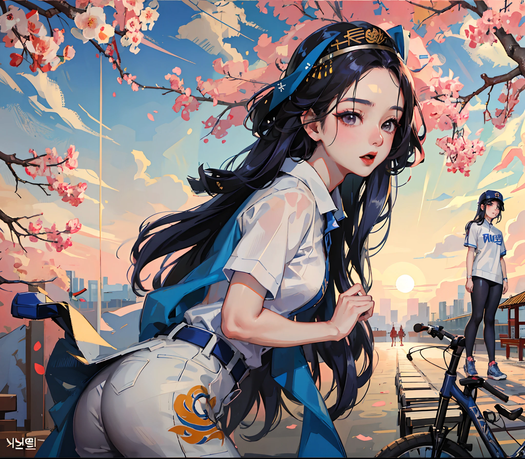 arafed asian woman in a baseball jersey standing in front of a bike rack, korean girl, xision wu, gorgeous young korean woman, beautiful south korean woman, chinese girl, heonhwa choe, jaeyeon nam, beautiful young korean woman, a young asian woman, 19-year-old girl, korean woman, xintong chen, young asian girl
