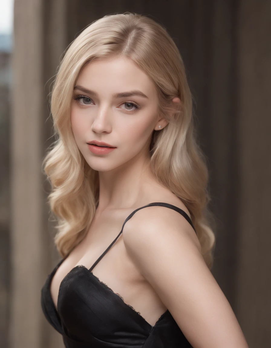 extreme cutie, blonde, dark theme, elegant, stunning, gorgeous, vivid, masterpiece, realistic, aesthetic, depth of field, soothing tones, muted colors, high contrast, extreme sweet drop breasts (natural skin texture, hyperrealism, soft light, sharp),