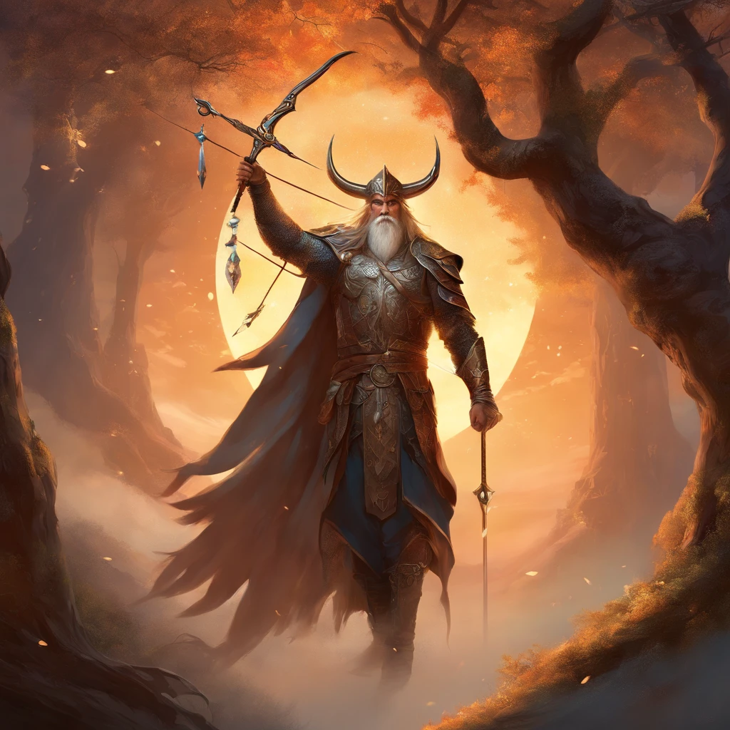 Odin hanging from a tree pierced by a spear