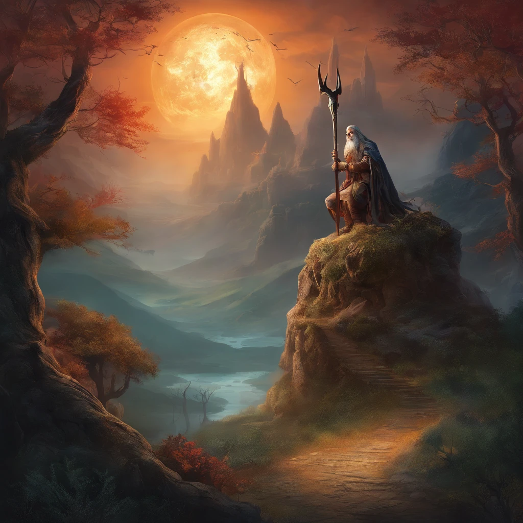 best quality,ultra-detailed,realistic,photo-realistic:1.37,portrait,Odin hanging from a tree pierced by a spear,grim expression,weathered face,blood dripping from wounds,fierce eyes,long gray hair and beard,heavily detailed facial features,wise and powerful look,ancient Norse god,vivid colors,shadowy background,eerie lighting,mythology,legend,moonlit night,symbolic,depiction of sacrifice and wisdom