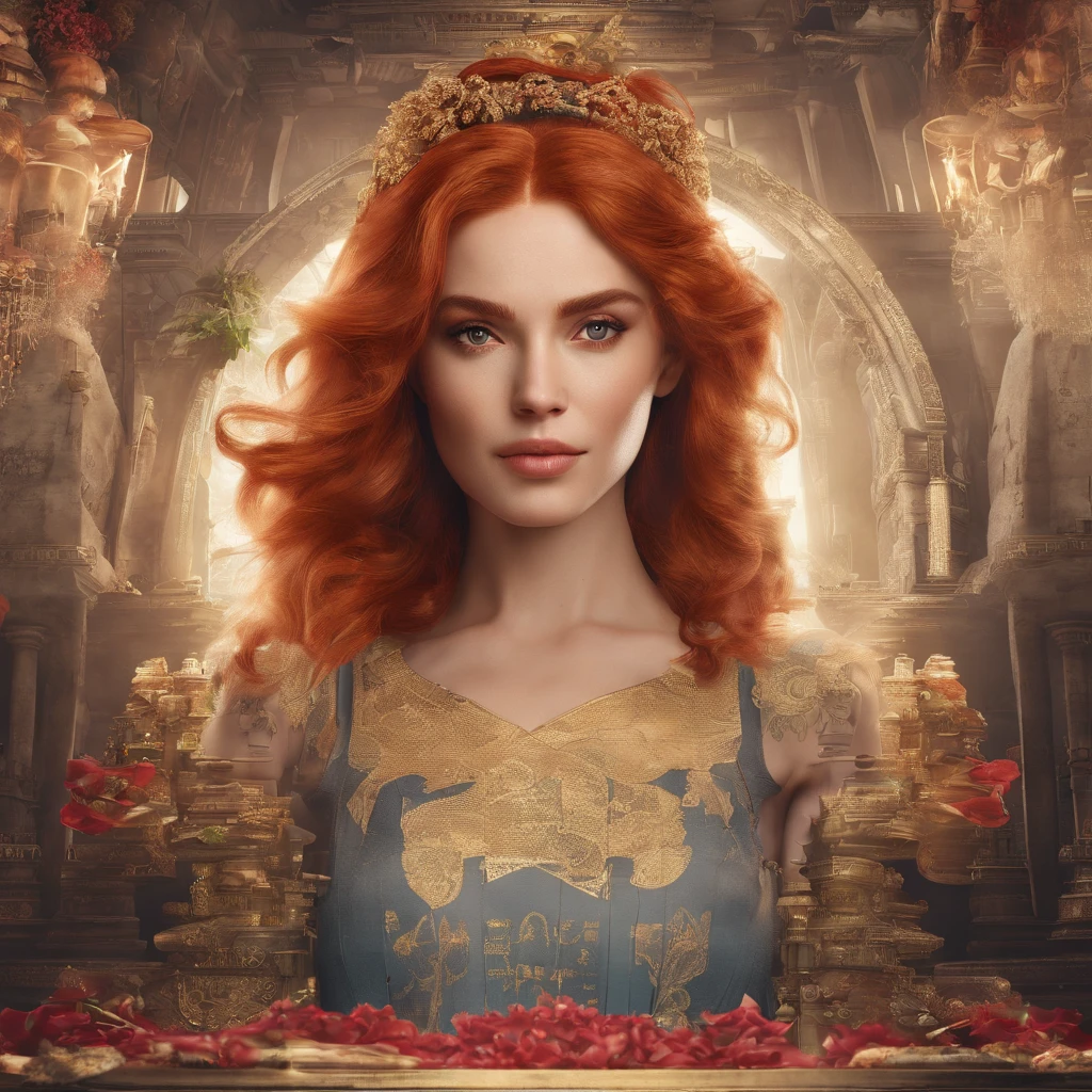 RAW photograph, best quality, masterpiece, an extremely delicate and beautiful, extremely detailed, CG, unity, 8k wallpaper, Amazing detailed, finely detailed, masterpiece, best quality, official art, extremely detailed CG unity 8k wallpaper, ultra-detailed, highres, extremely detailed, clear, focused, (best quality), (realistic, photo-realistic:1.6), 8k, soft lighting, high quality, cinematic lighting, 1girl, centered, full body, redhead, (sweat:1), perfect fingers, long hair