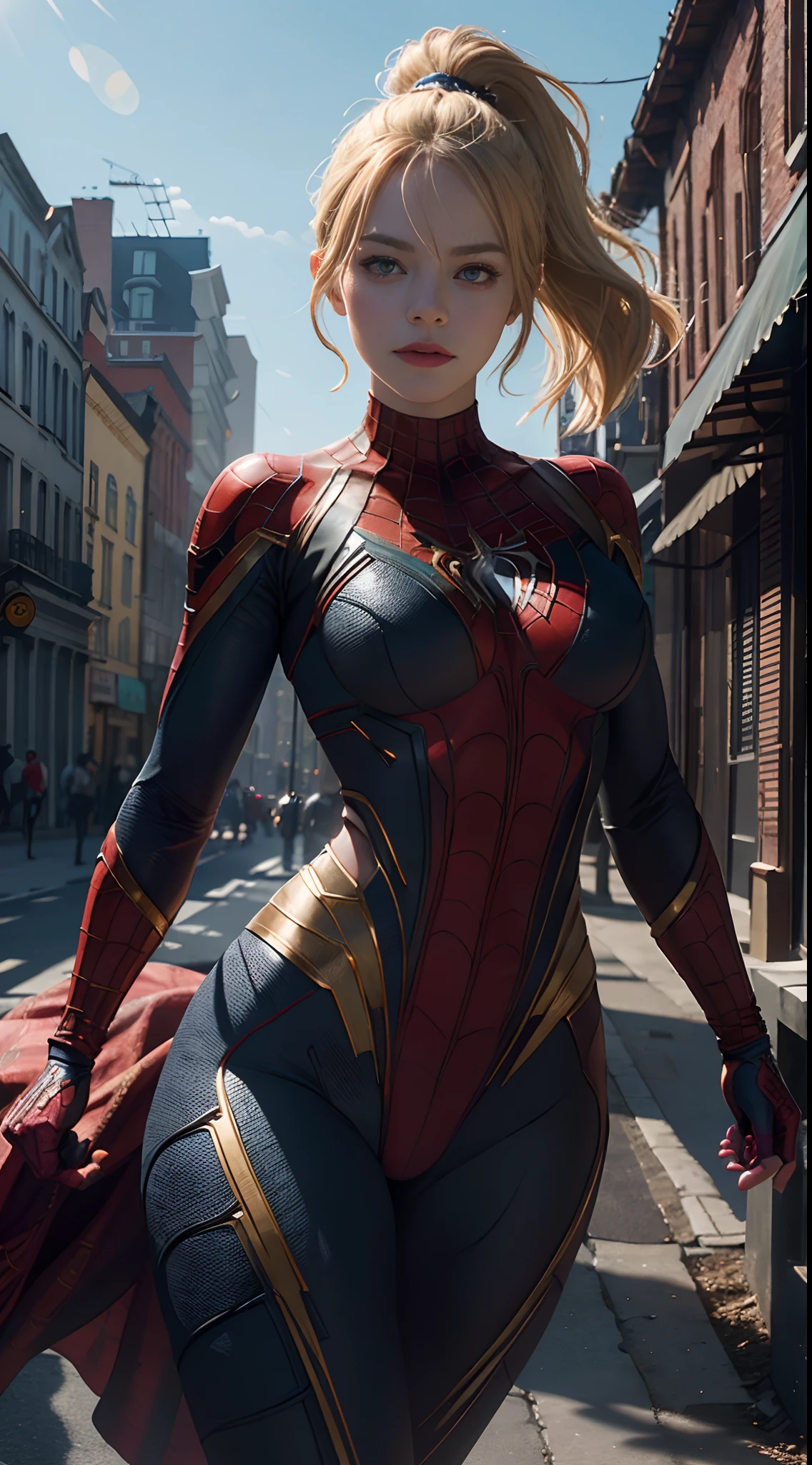 Amanda Seyfried、マーベルコミックの映画Poster、so beautiful、Movies about Spider-Man、sexy、whole body、Wearing a skirt、Premiere Date、Poster、belly buttonを突き出す、new york、She&#39;s wearing a ripped Spiderman suit、The suit is torn、Wearing a skirt、Red and black color scheme、dynamic、masterpiece、Highest quality、Super detailed、Very detailed、Delicate and beautiful shine、Ultra-high resolution、Cinematic、break、breakドロップ、(Torn clothes:1.5)、(Wet clothes:1.4)、Bare shoulders、Real Rain、Wet Hair、belly button、Exposed Skin、sexyな肩を披露