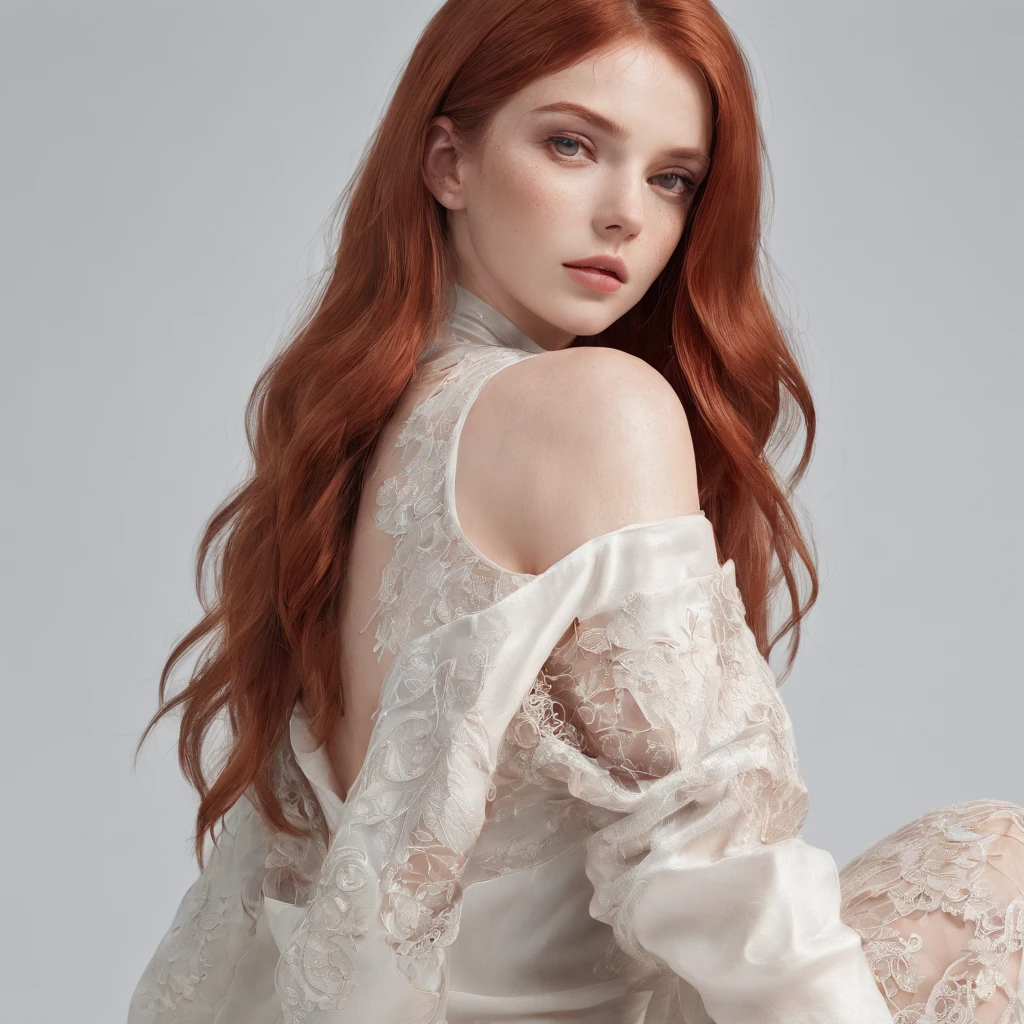 RAW photograph, best quality, masterpiece, an extremely delicate and beautiful, extremely detailed, CG, unity, 8k wallpaper, Amazing detailed, finely detailed, masterpiece, best quality, official art, extremely detailed CG unity 8k wallpaper, ultra-detailed, highres, extremely detailed, clear, focused, (best quality), (realistic, photo-realistic:1.6), 8k, soft lighting, high quality, cinematic lighting, 1girl, centered, full body, redhead, (sweat:1), perfect fingers, long hair