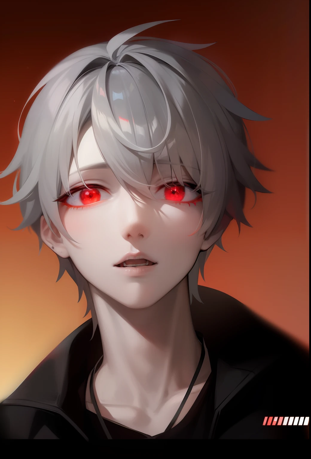 anime boy with red eyes and black jacket, with glowing red eyes, with red glowing eyes, luminous red eyes, his eyes are red and glowing, red eyes glowing, his eyes glowing red, glowing red eyes, fully red eyes no pupils, sharp red eyes, with red eyes, bright red eyes, intense watery glowing red eyes, red-eyes