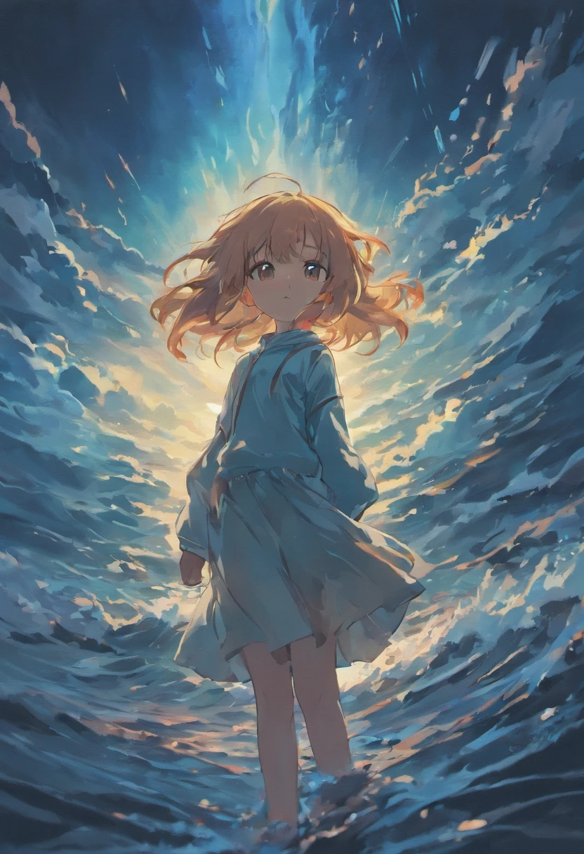 The sky is gloomy and dim.,Severe storms,The sea,No characters, Highest Quality, Full of light