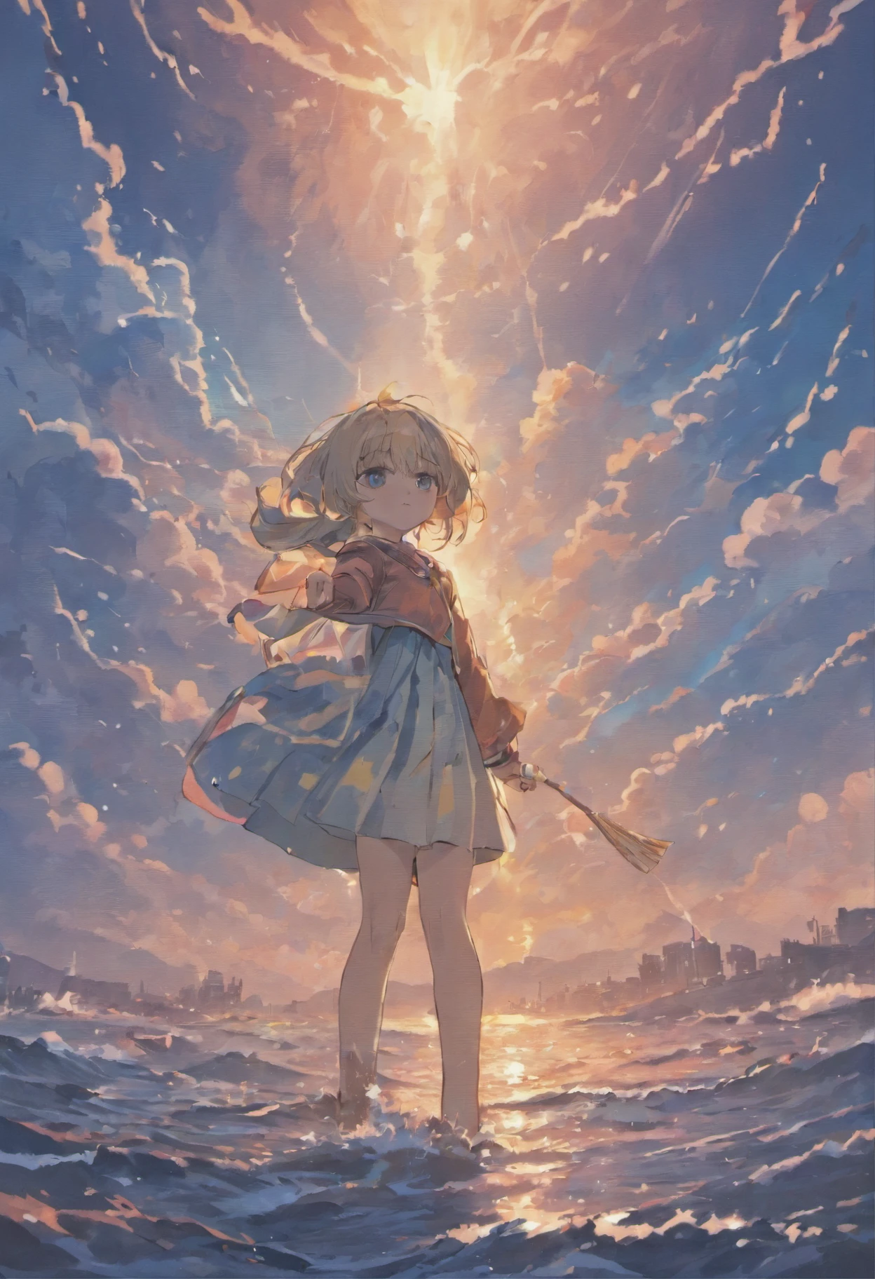 The sky is gloomy and dim.，Severe storms，The sea，No characters, Highest Quality, Full of light