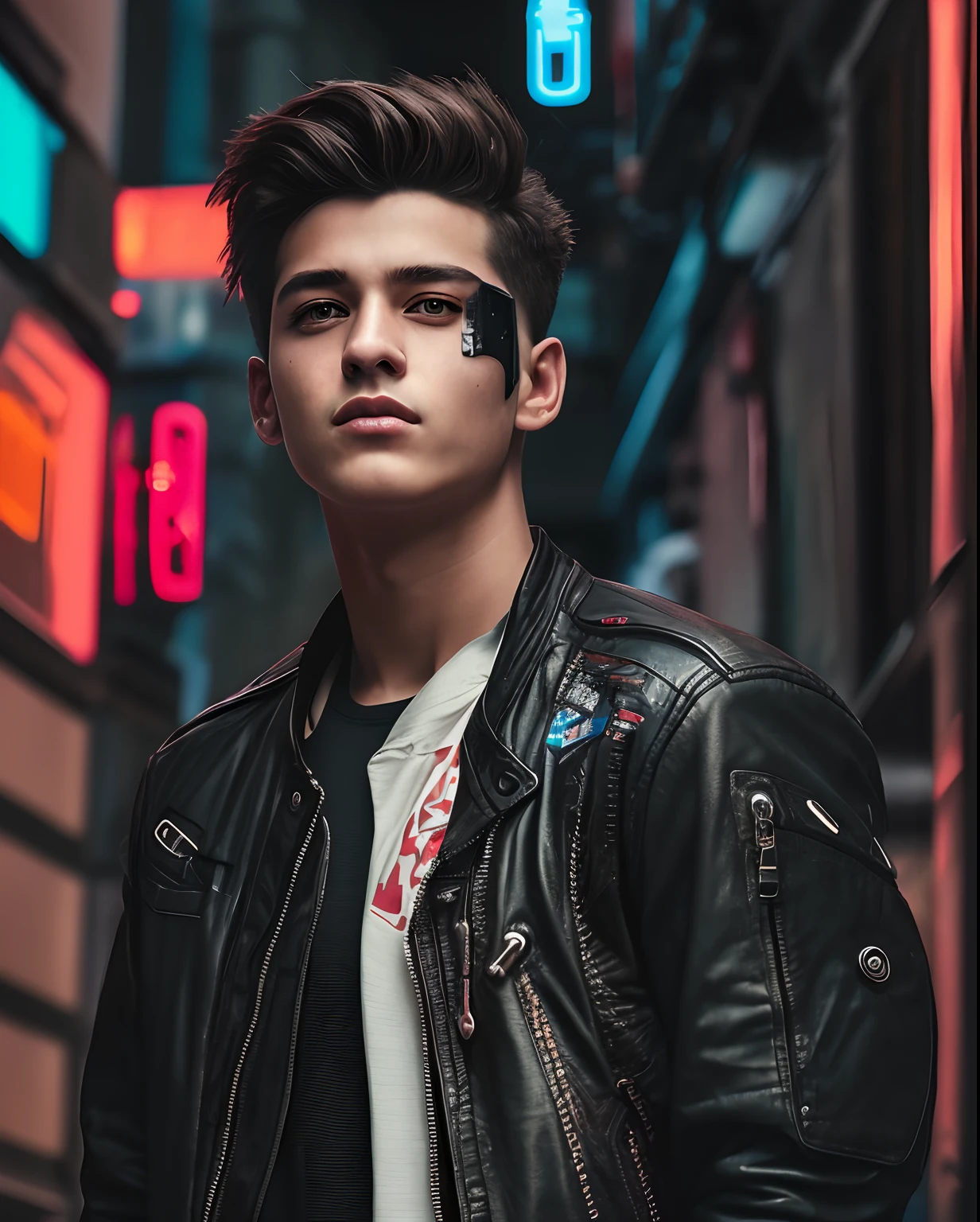 Change background cyberpunk boy realistic face ultra hd