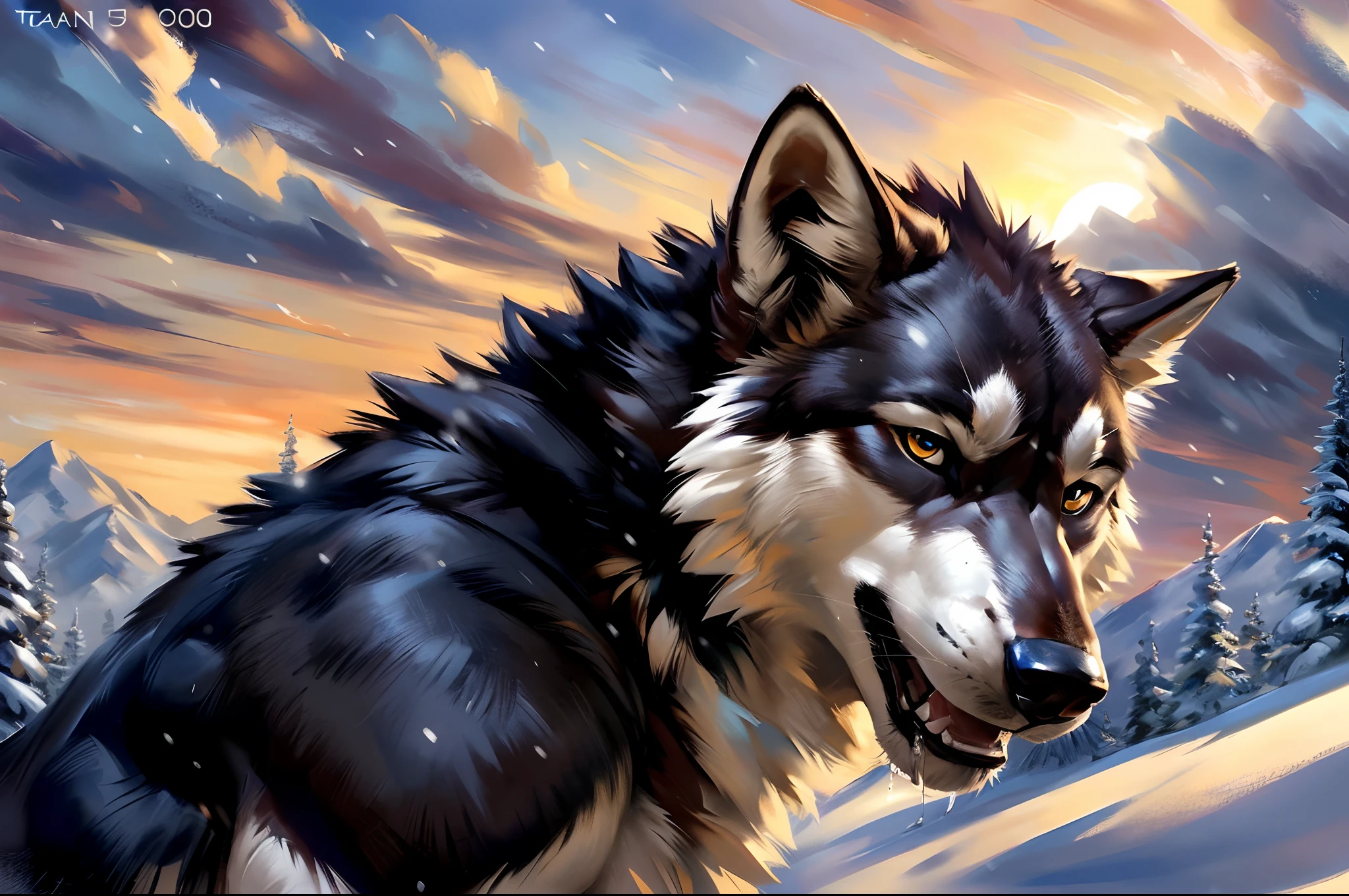 muscular wild:1.2 Wolf, Posing for the camera. 4K, High resolution, best quality, perfect color, perfect shade, perfect lighting, Posted by e621, hairy body, Wild wolves, quadruped:1 wolf, alone, male, aldult, male, (skinny:2 build:1.4, beefy pectorals), correct anatomy, white fur (white:1 Fur, fine fur, epic, masterpiece:1.2), (winter background, snow, cloudy sky, Sunset), Sexy shadows, (through etchin, through fiddler tarant, author:Arashi Takemoto, by Traver009, by juice), (delicate eyes:1.2), impressive physique, tired posture, struggle, Effort posture, troubled face, exhausted, delicate eyes, looking at camera, close up, open mouth, thick saliva:1.4, low angle shot