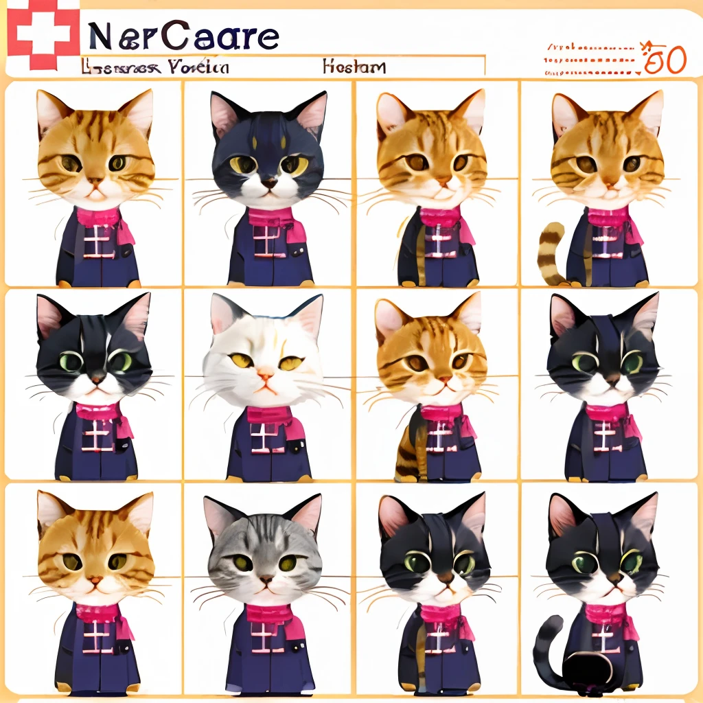 Cute cat Nurse character sheet