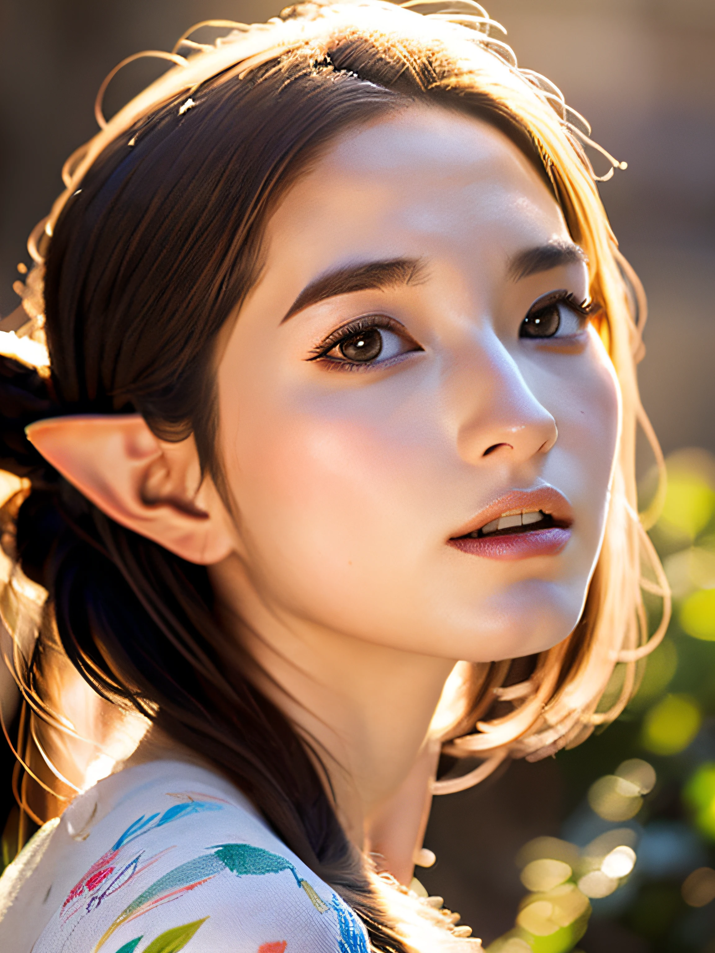 (((masutepiece))), Best Quality, Ultra detailed gouache style painting portrait of group of beautiful female elves, Smooth shadows, ultra realistic textures, 8K, Best Quality, Features of realistic cartoons, stylised illustration, Smooth shadows, Correct anatomy, chromatic abberation, Neon Highlights, Global Warm Light, Dynamic Poses, Expressive facial expressions