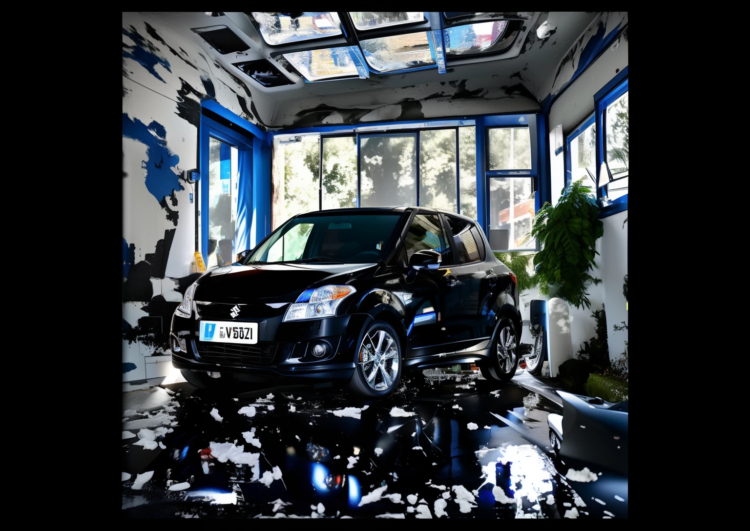 Photo of Arafard parking in a black Suzuki car in the room, car commercial photograph, automotive photography, vehicle photography, auto photography, .swift, White!!, medium wide front shot, New classic, * Color splattering *, promo shot, Hey, Bangalore, PR shooting, front profile shot, Uptrend ，, automotive photography, hero shot, an eye, marketing photo, beast, photovoltaic，Black car，