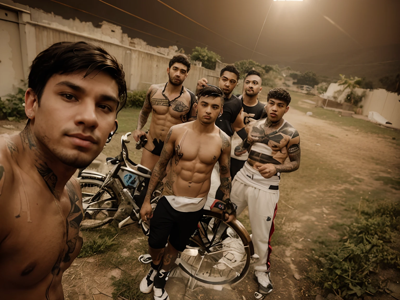 Gangster boys in hand tatto gym body