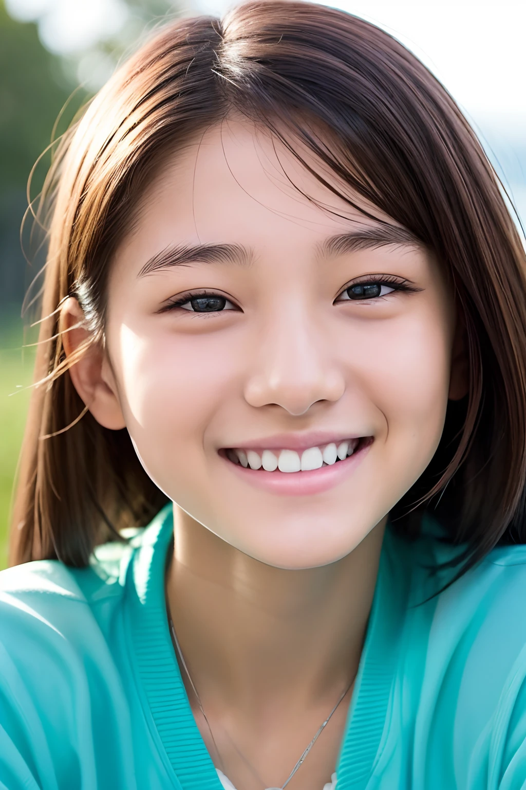 -yeld gi smiling, closeup shot,