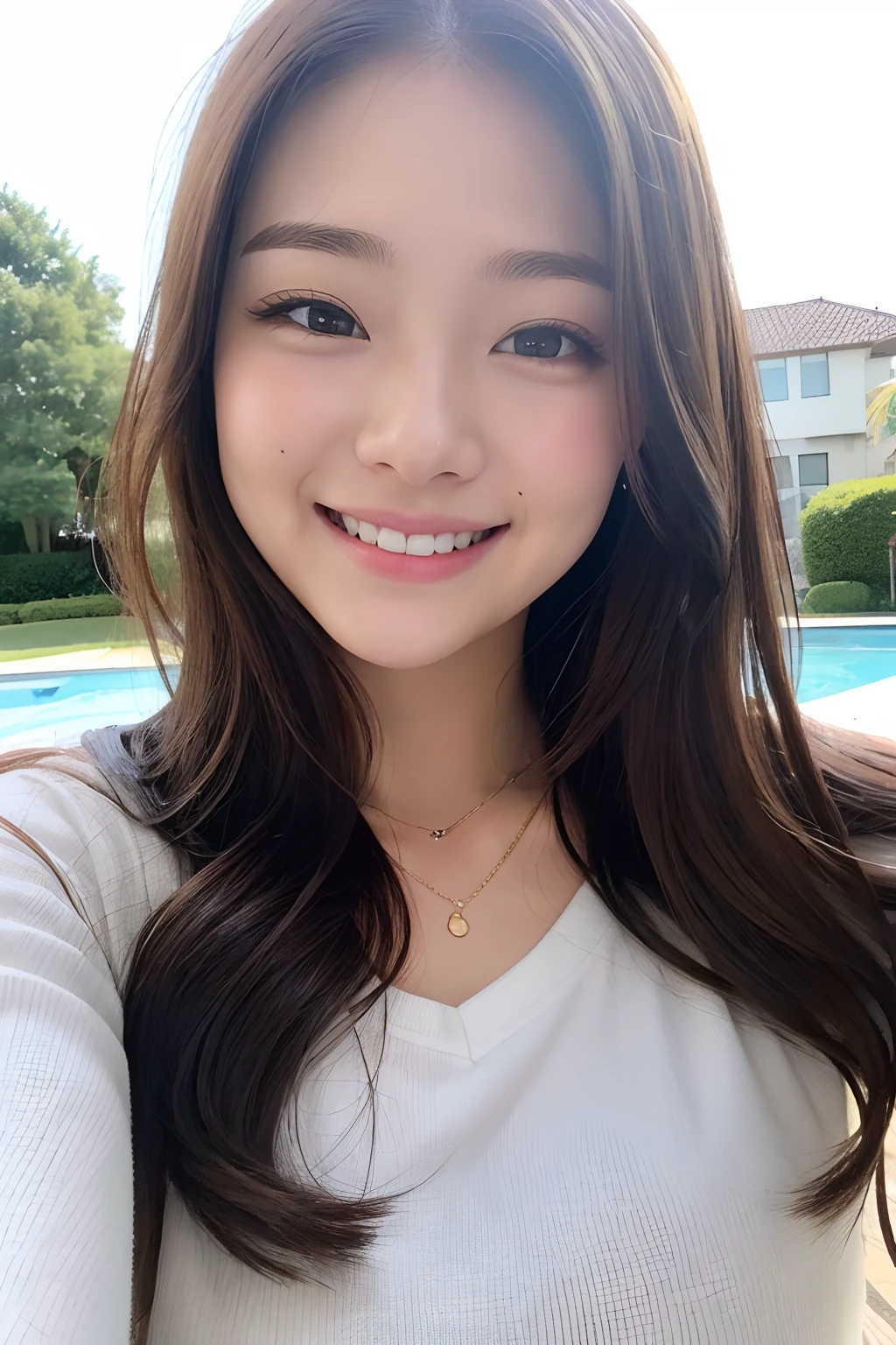 25-year-old girl, smiling, closeup shot,