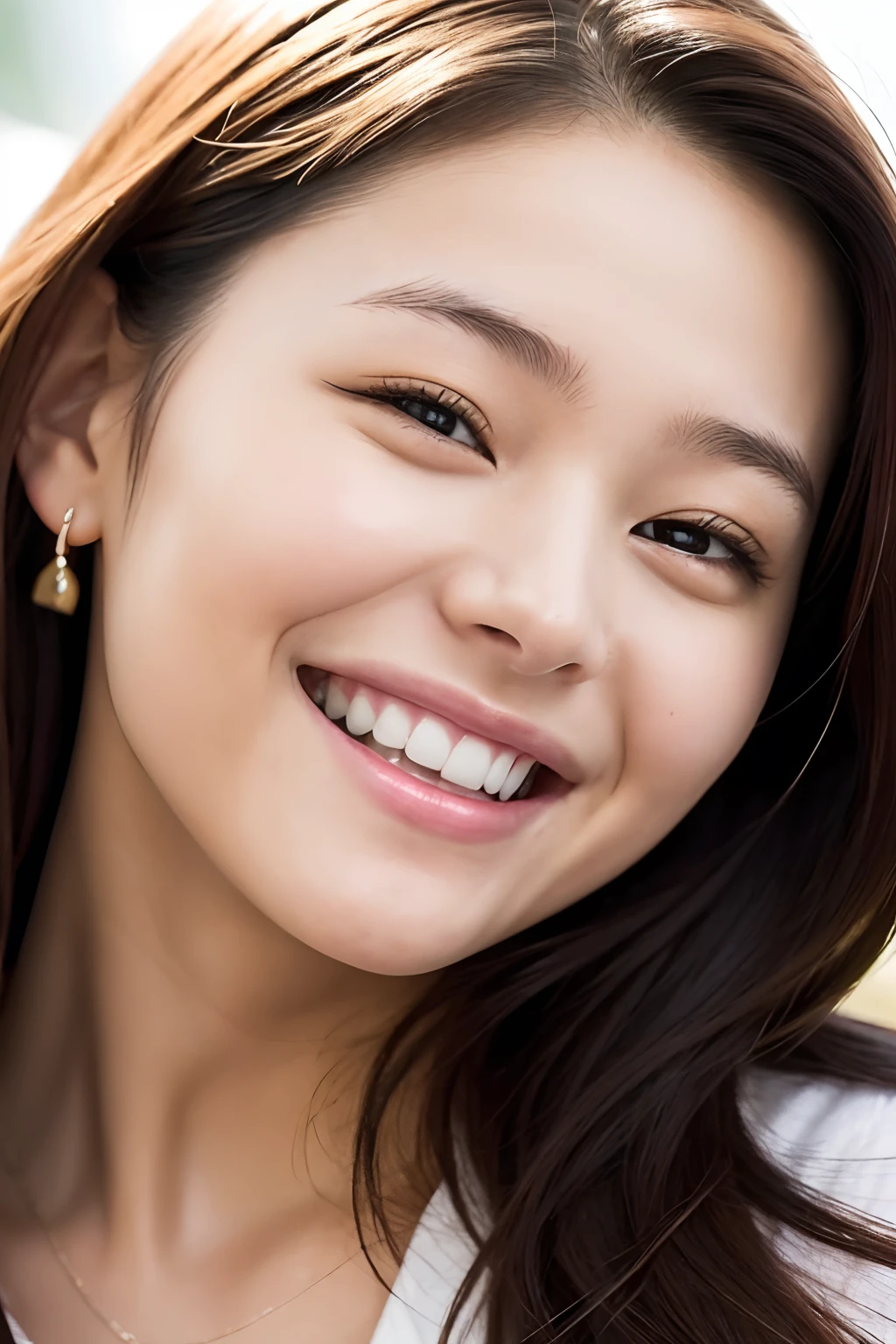 20-year-old girl, smiling, closeup shot,