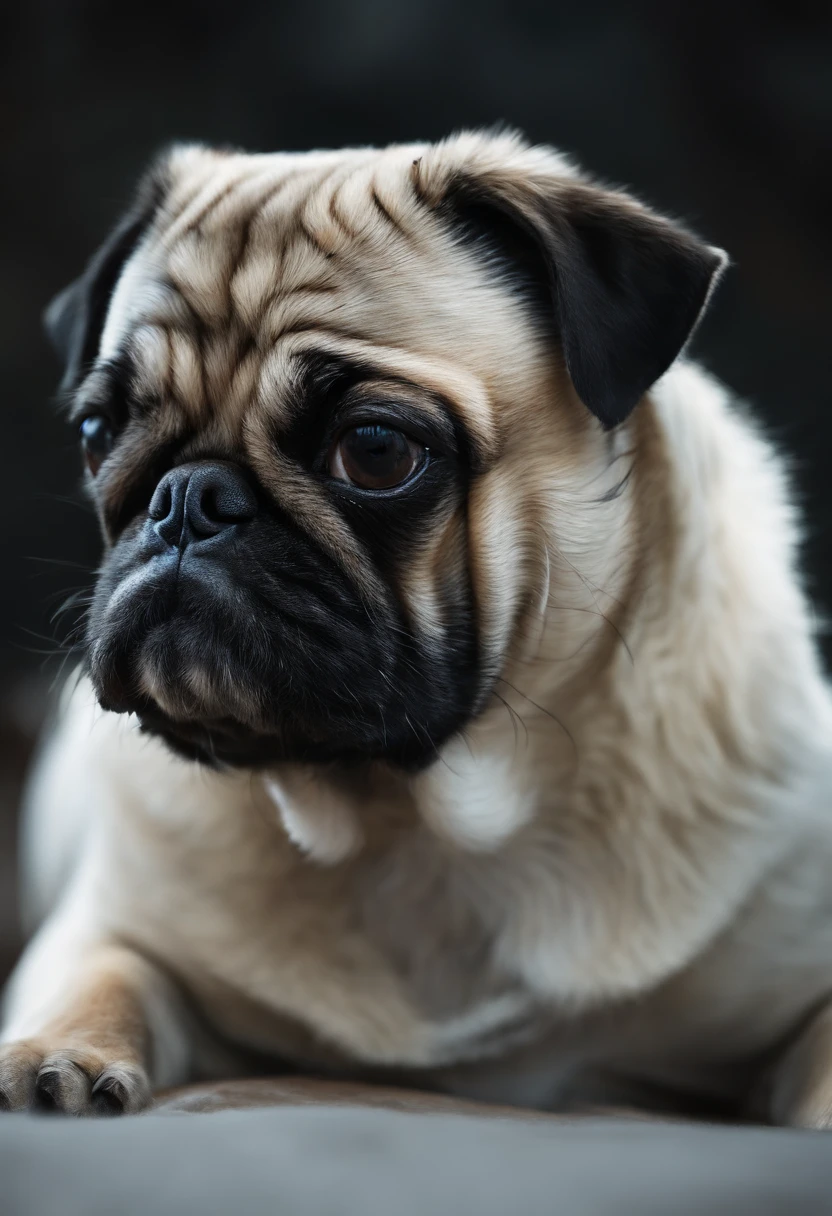 Centrado perfecto, Un lindo perrito de raza pug por todas partes, Use una chaqueta de estudiante, usar gafas de sol, Usar auriculares, standing up position, Belleza abstracta, centrado, Looking at the camera, in front of camera, nearing perfection, dynamic, Luz de la luna, Altamente detallado, Pintura digital, Estaciones de arte, Concepto-Arte, Suave, foco nítido, 8k, high-definition resolution, 插圖, arte de Carne Griffiths y Wadim Kashin, fondo blanco