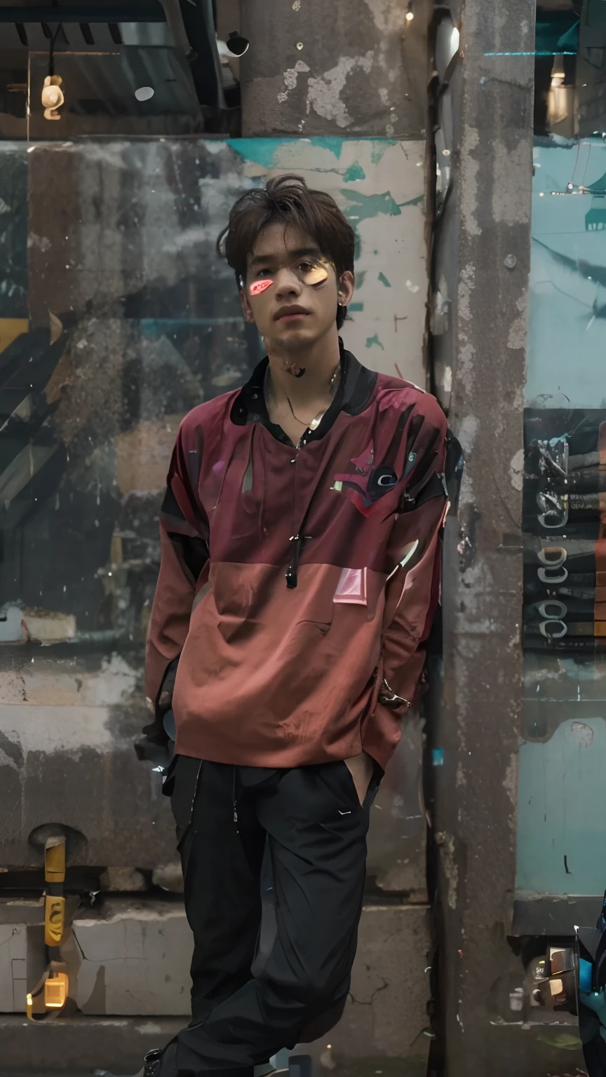 Cheng background cyberpunk handsome boy, realistic face 8k realistic