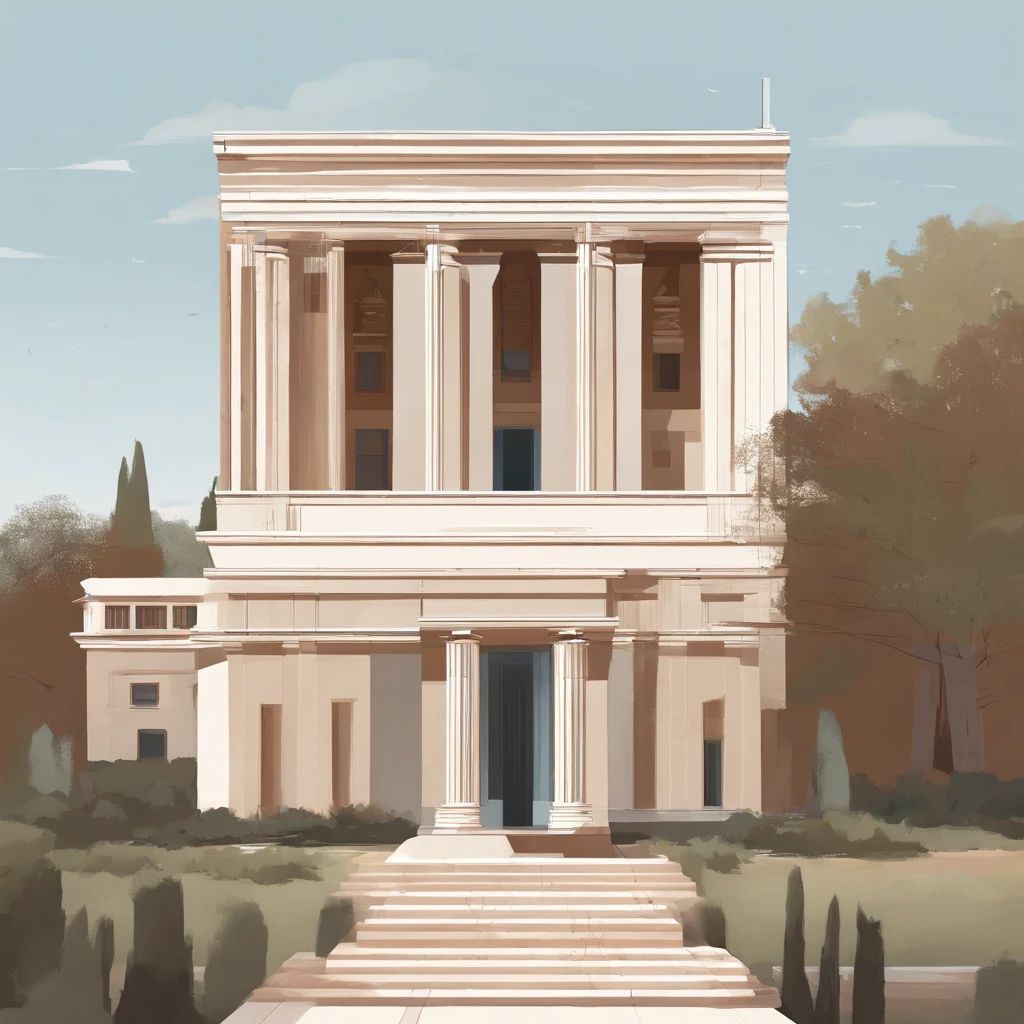 Portrait of a religious temple in Ancient Greece during antiquity