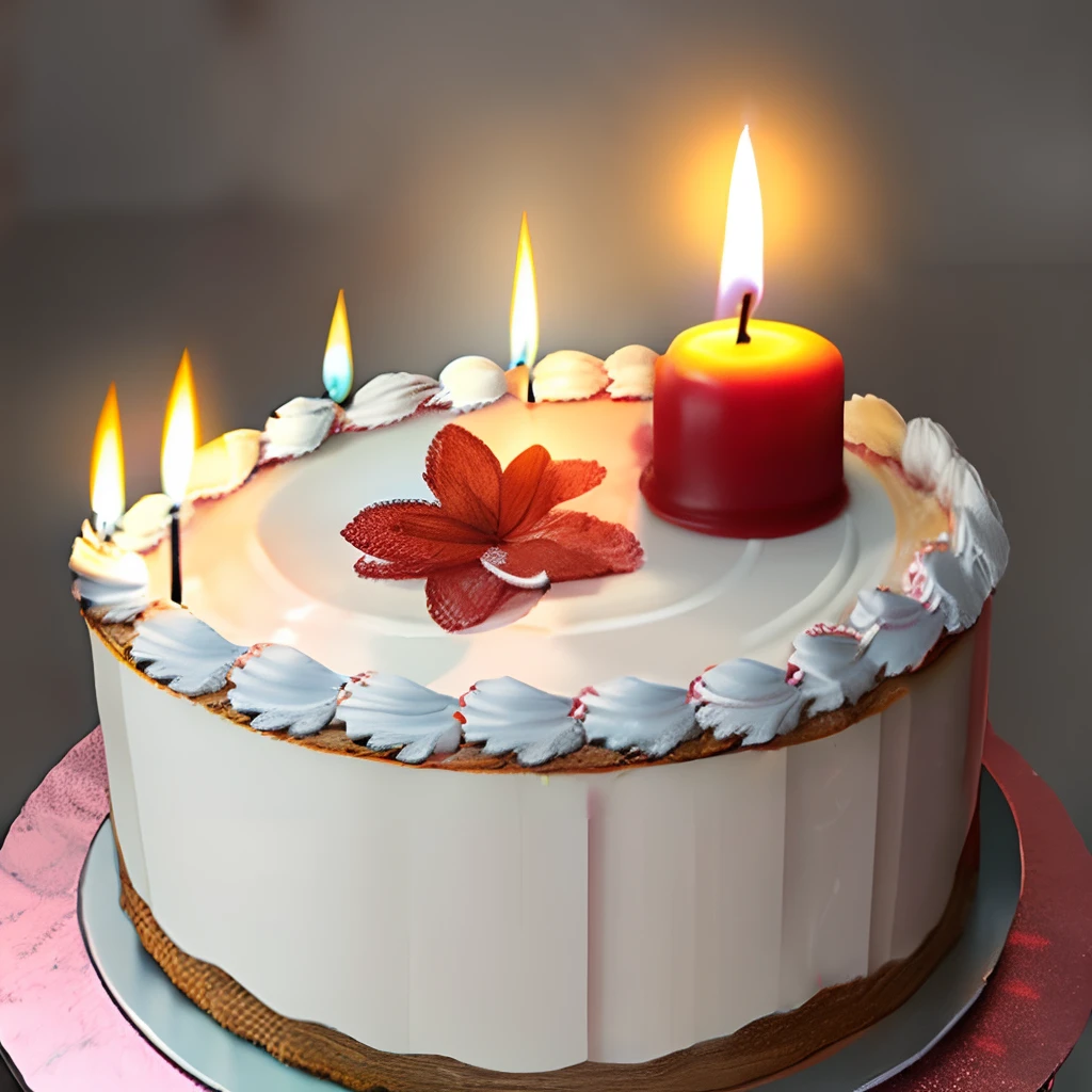 there is a cake with candles on it and a pink ribbon, birthday cake, happy birthday candles, happy birthday, cake art, celebrating a birthday, cake, candles, candle volumetric, lit with candles, highly detailed scene, lots of candles, glowing candles, candles!, dripping candles, white candles, cakes, lit candles, candle lighting, floating candles