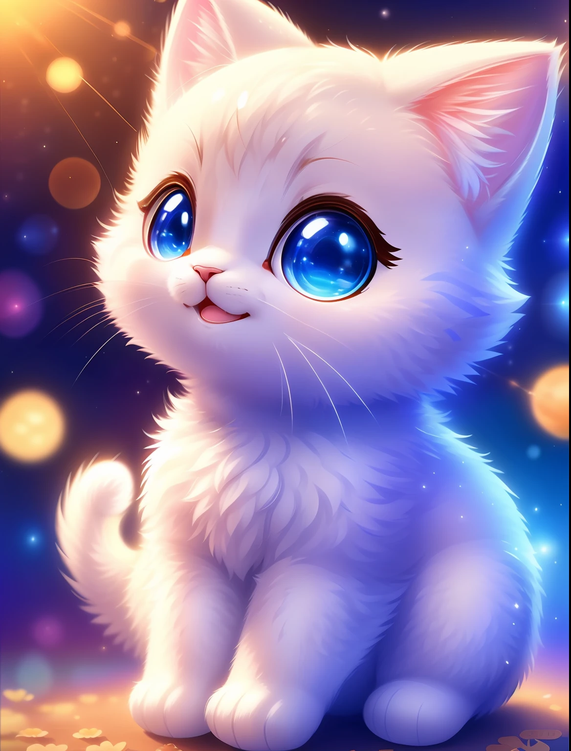 Cute white cat、 adolable, Logo Design, comic strip, Movie Light Effects, 3D vector art, Cute and quirky, Fantasyart, Bokeh, handdraw, digitial painting, gentle illumination, 4K resolution, photoreal render, High level of detail clean, photo-realistic Masterpiece, professional photoshoot, Simple space background, Flat white background,vibrant vector