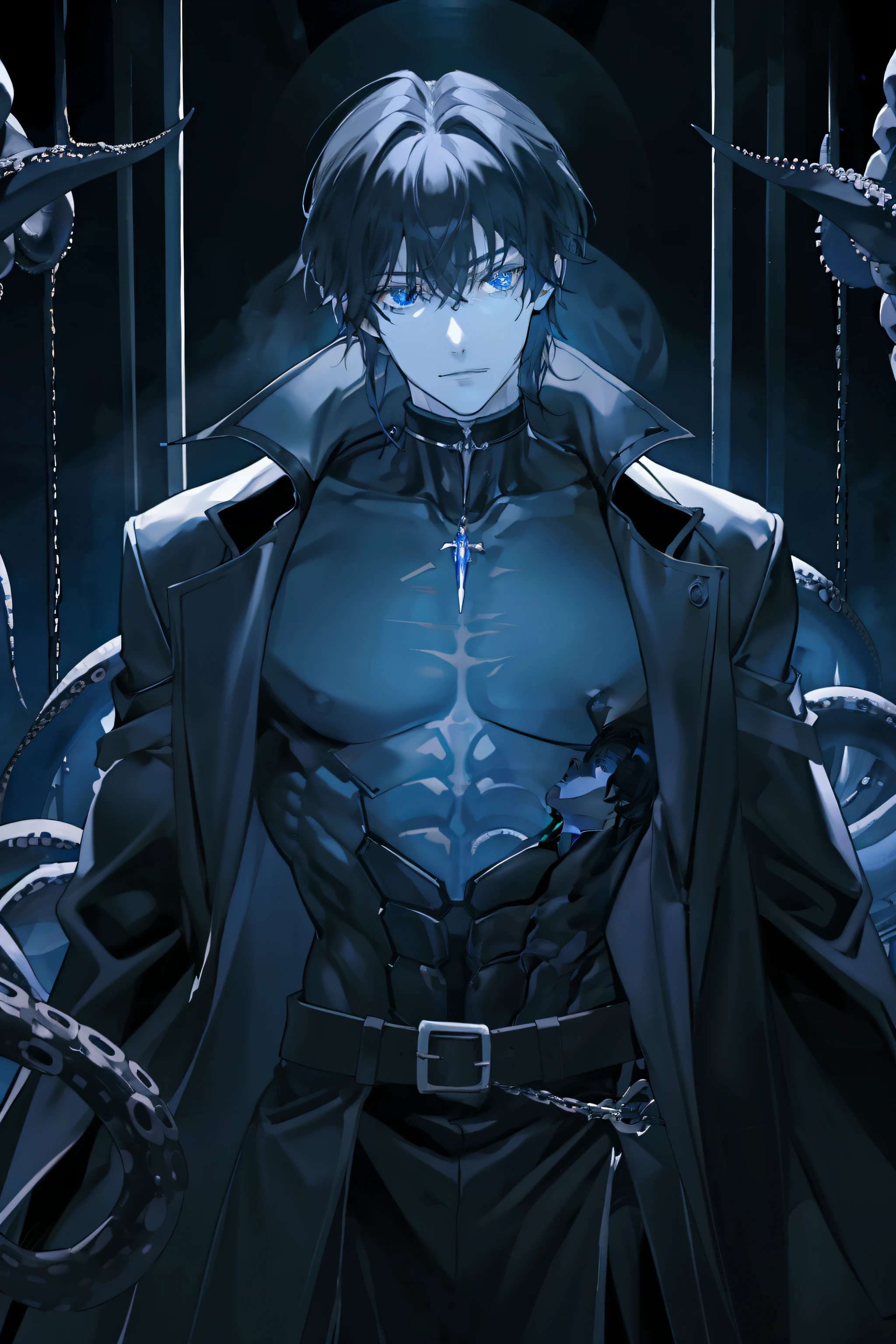 tmasterpiece、Need、1male people、AS-Adult、A MILF、Tall muscular man、dark themes、black color hair、Blue eyes、tentaculata、Lab Room、makina、extremely cruel and despotic