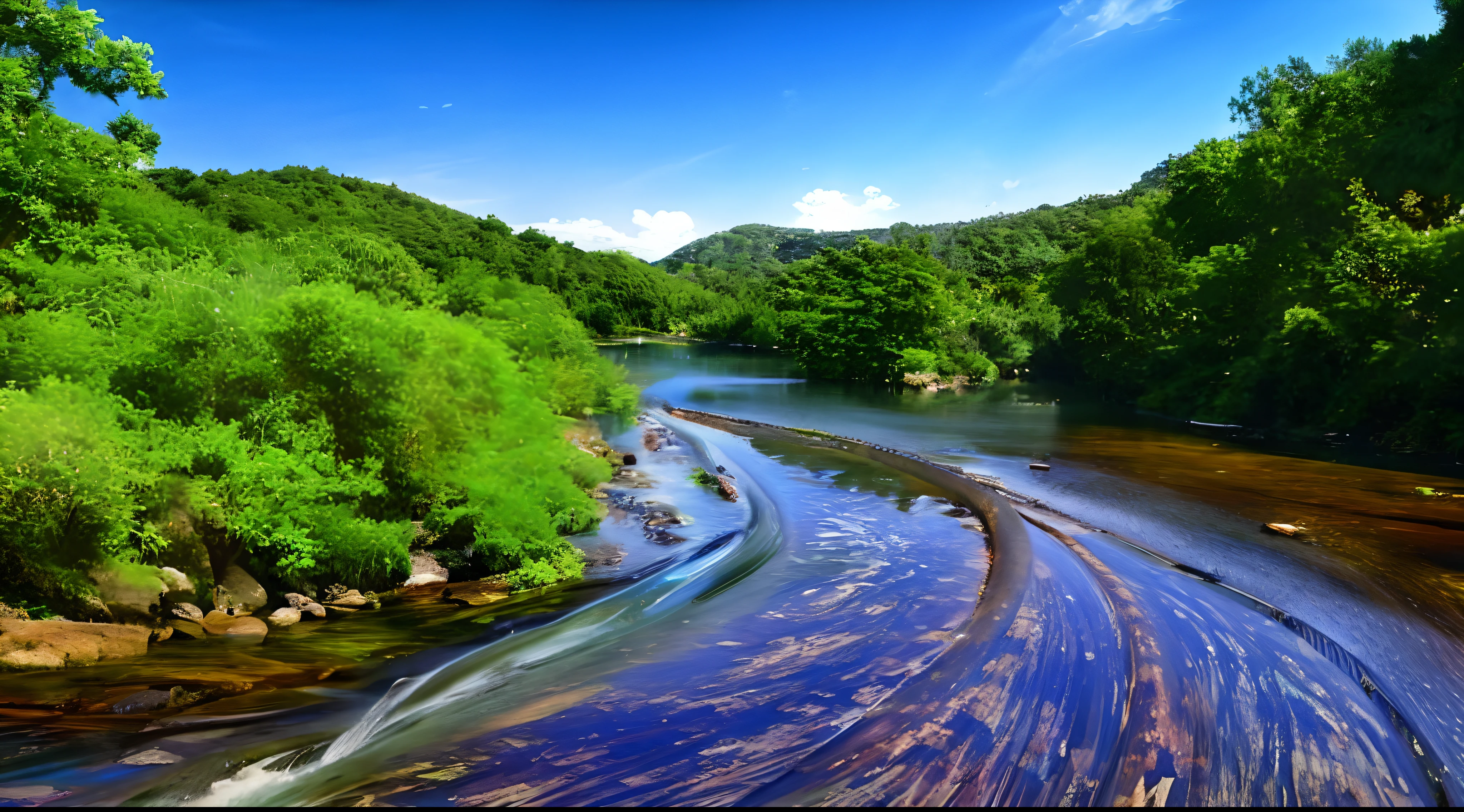 Serpent, Green in the middle of the river, photo-realistic, High detail, high contrast, Ultra 4K