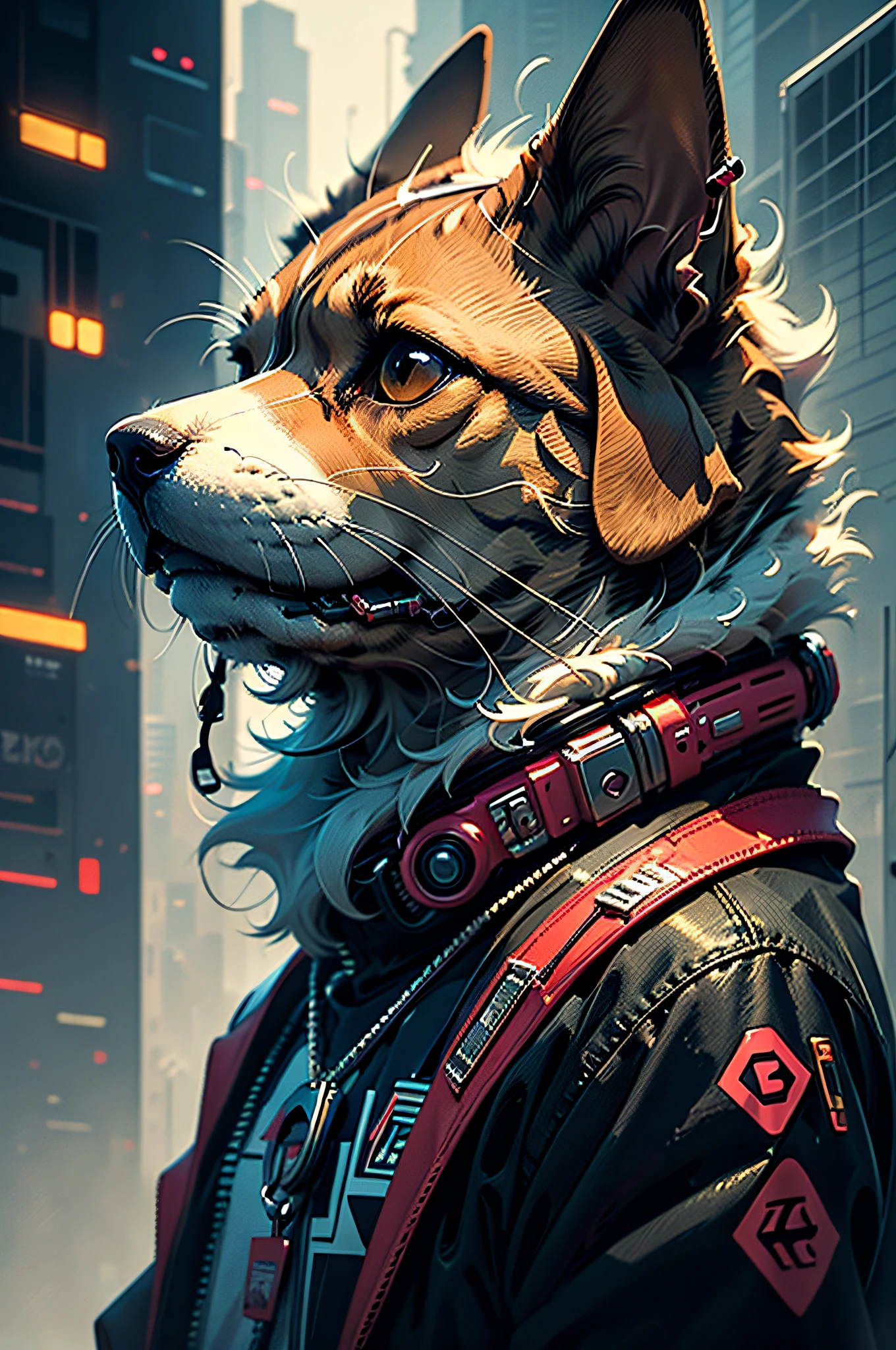 Basset Hound Dog Cyberpunk