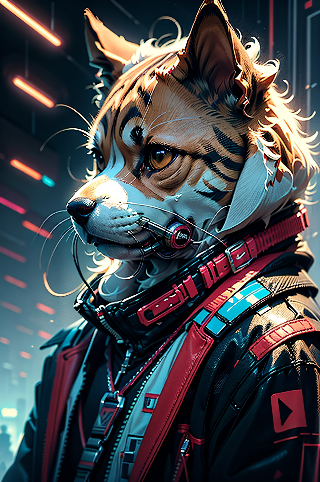 Basset Hound Dog Cyberpunk