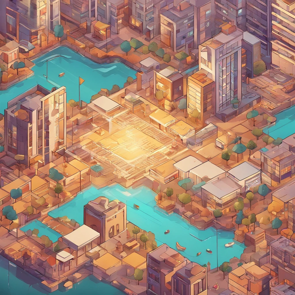 Beautiful sunrise, beautiful morning, busy city
