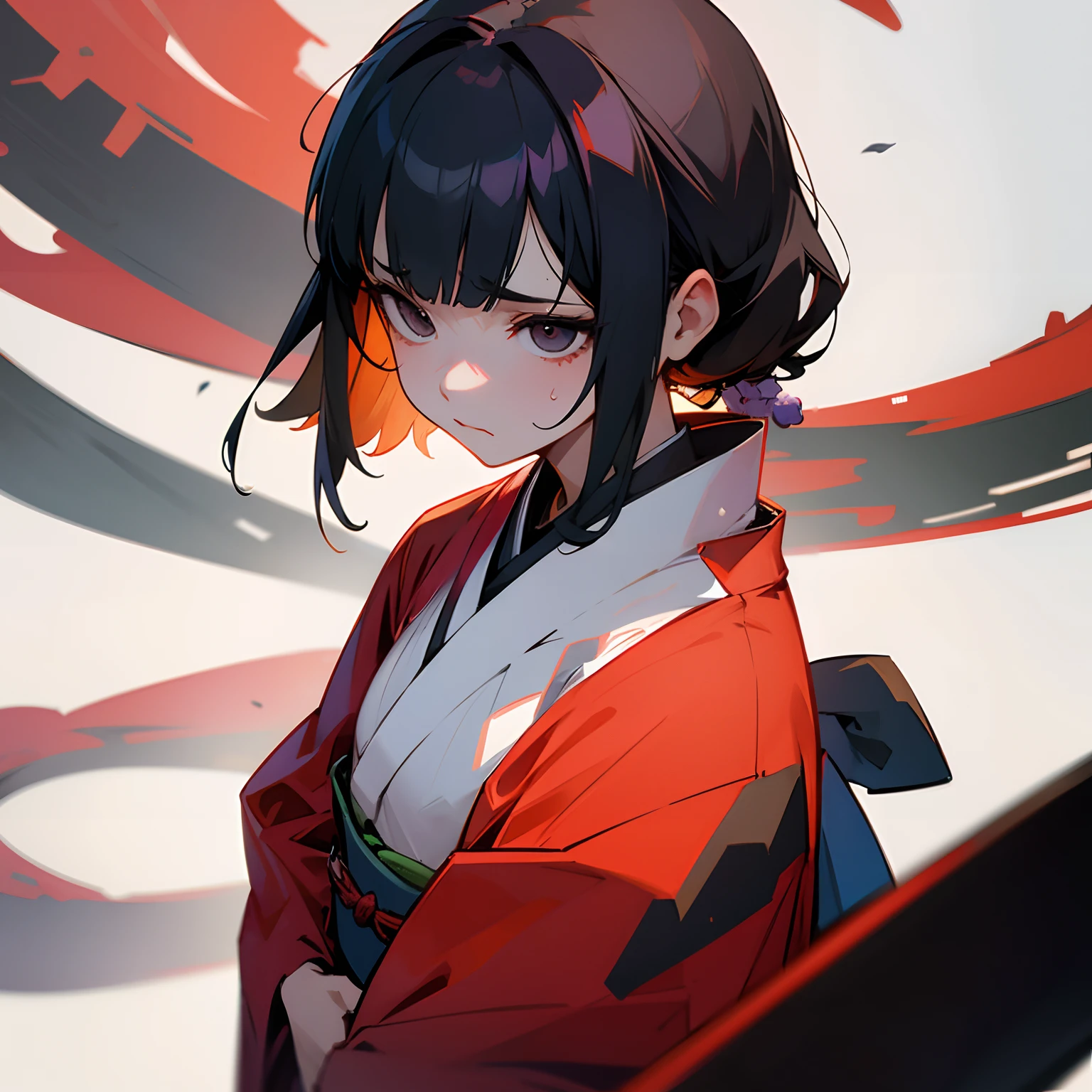 woman wearing the kimono、resentment