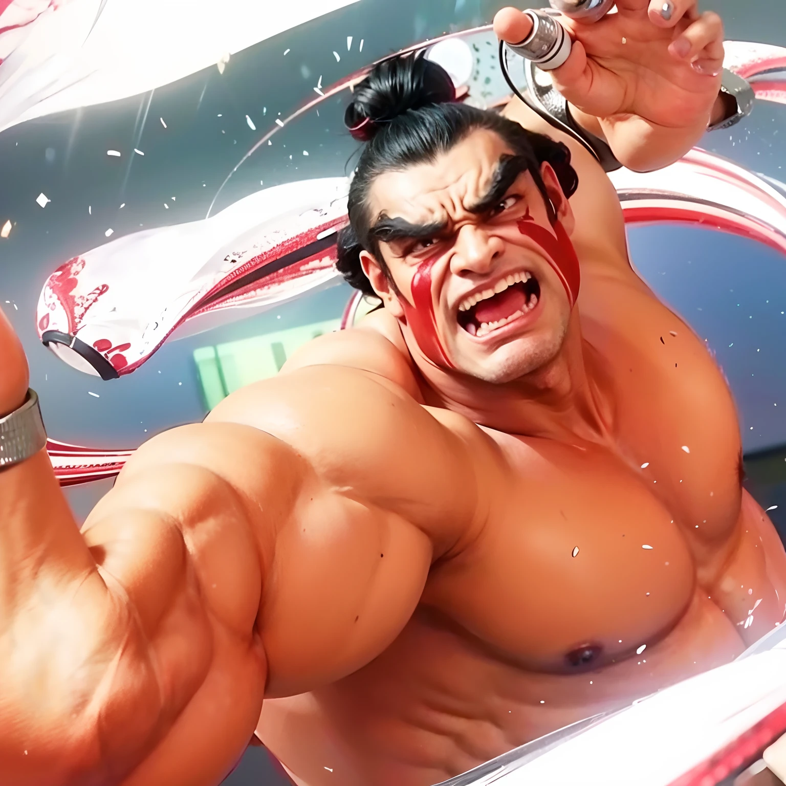 Man with angry face in posed