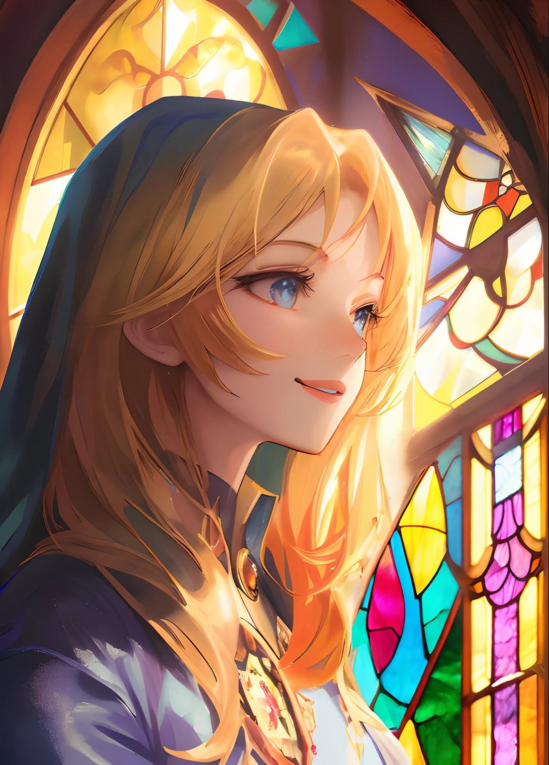 stained glass window, masterpiece,