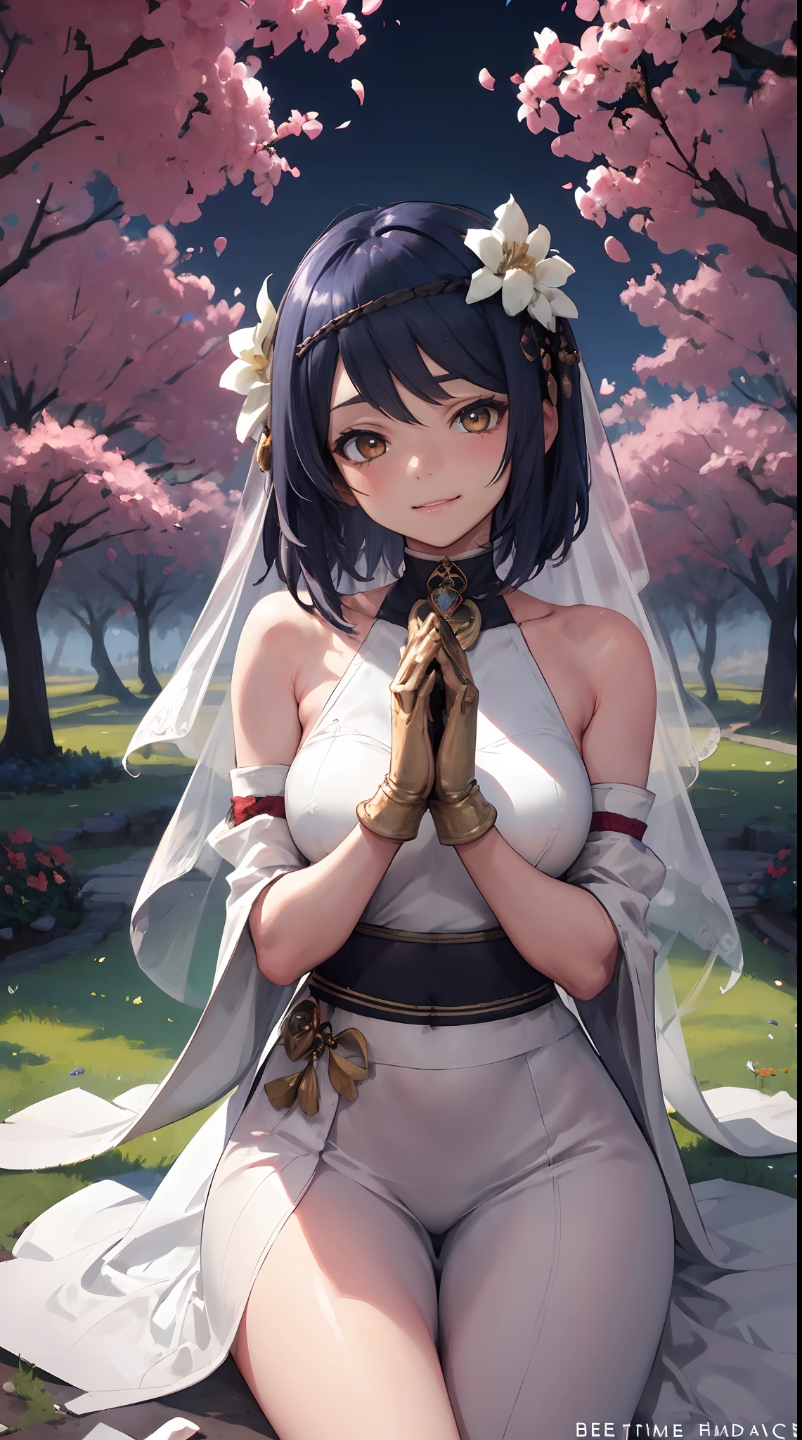 Kujou Sara | genshin impact, master-piece, bestquality, 1girls,25 years old, proportional body, proportional., Wedding Dresses, White Wedding Dress, Long skirt, wedding, ,bara, Standing in the middle of a flower garden, outdoor, wedding, The sky is beautiful, In a paradise of love and happiness............................................, The bride wears a Japanese dress and a seductive smile............................................, The passage of time stops at theirs............................................, On this wedding day of love and happiness............................................, Bright and beautiful flowers, Holding it in her hands symbolizes the envelopment of love............................................, Love and friendship through the transmission of flowers, In a paradise of love and happiness............................................, A bride in a yukata wearing a masika............................................, It is a form of beauty and elegance............................................, Show your spouse your heart..........................................., In a paradise of love and happiness............................................, Kochikugisa is the tree of new beginnings............................................, And their love and affection........................................., And suck a lot of love............................................, Flowers represent love and peace............................................, In a paradise of love and happiness............................................, View viewers from the front., Thigh strap, Head tilt, bored, 10, 10, HD, slight smile,
