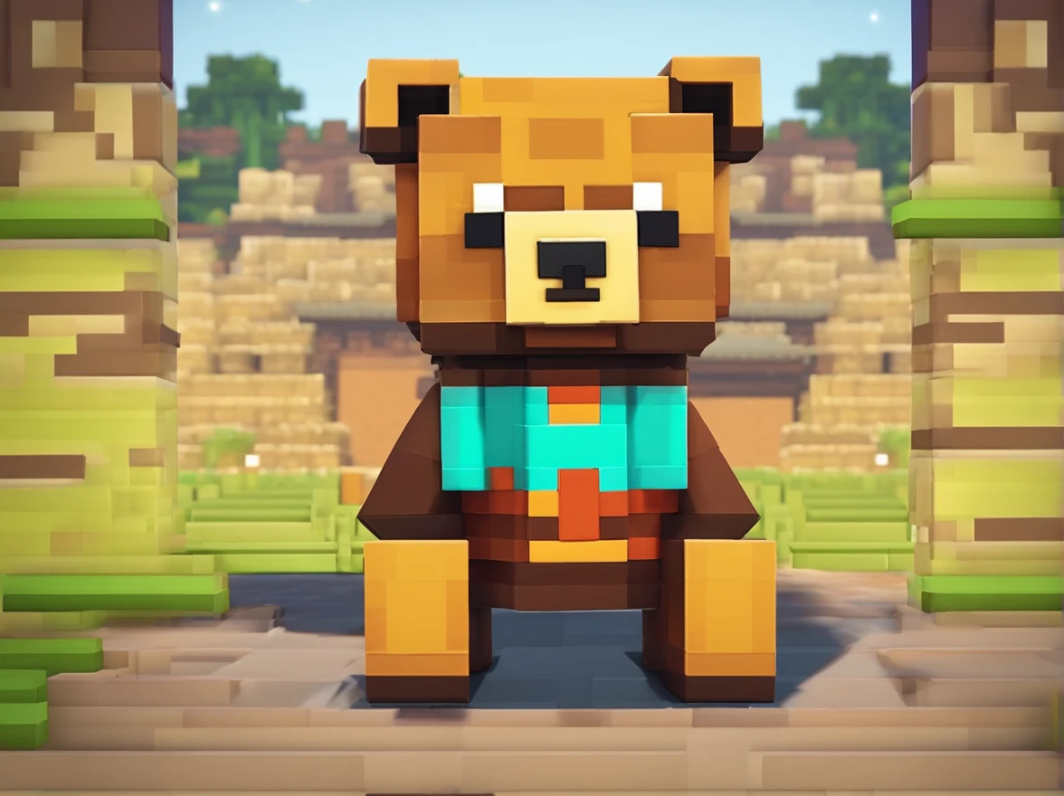 (Teddy bear in kung fu training:1.5)(Jewelry pendants)3d character,Maya 8 K