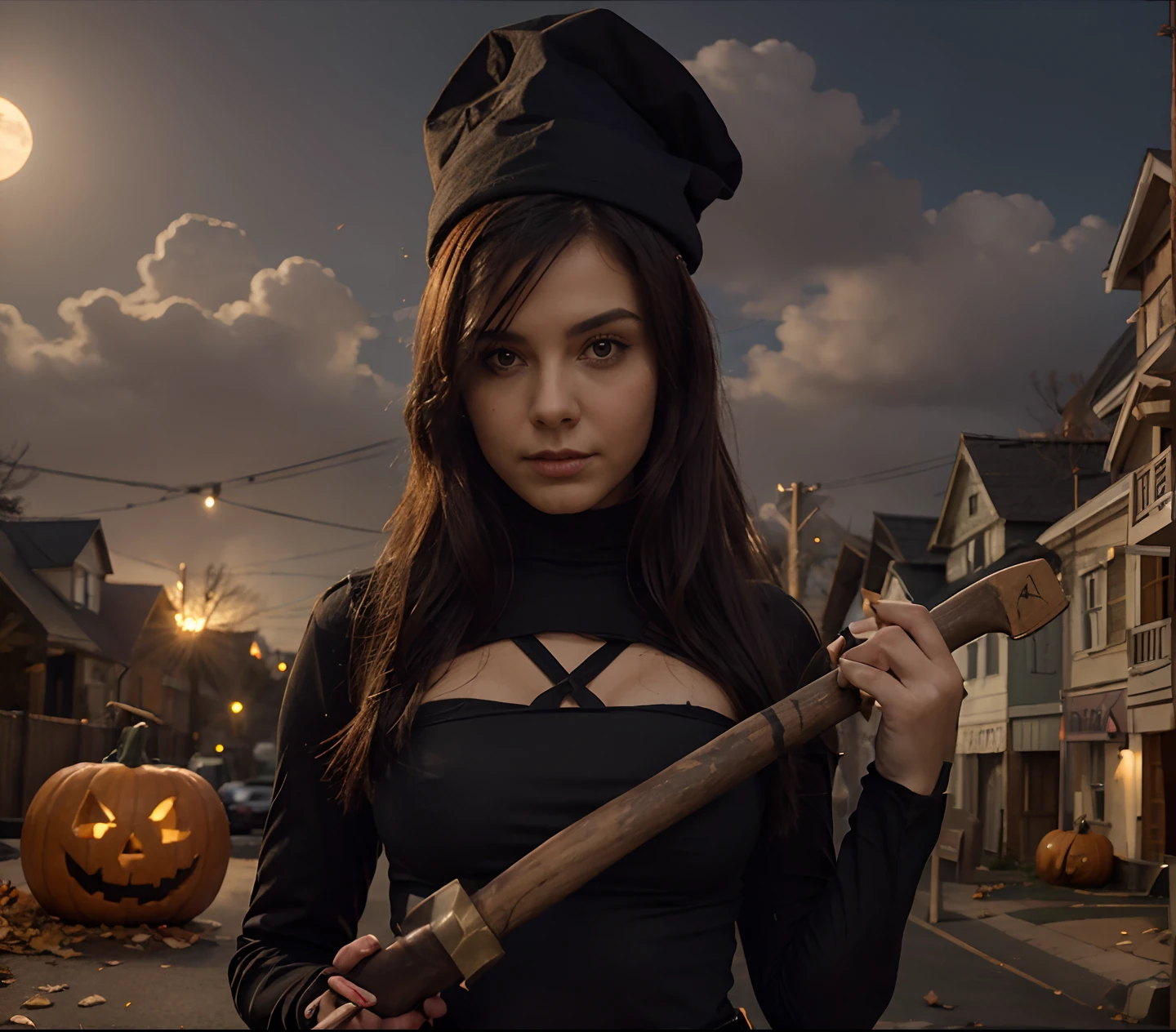 Halloween girl holding Axe