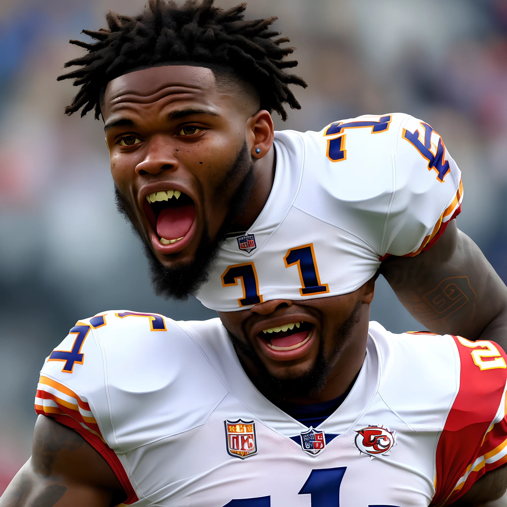 Give me an unhinged creepy picture of Kadarius Toney from the Kansas City Chiefs