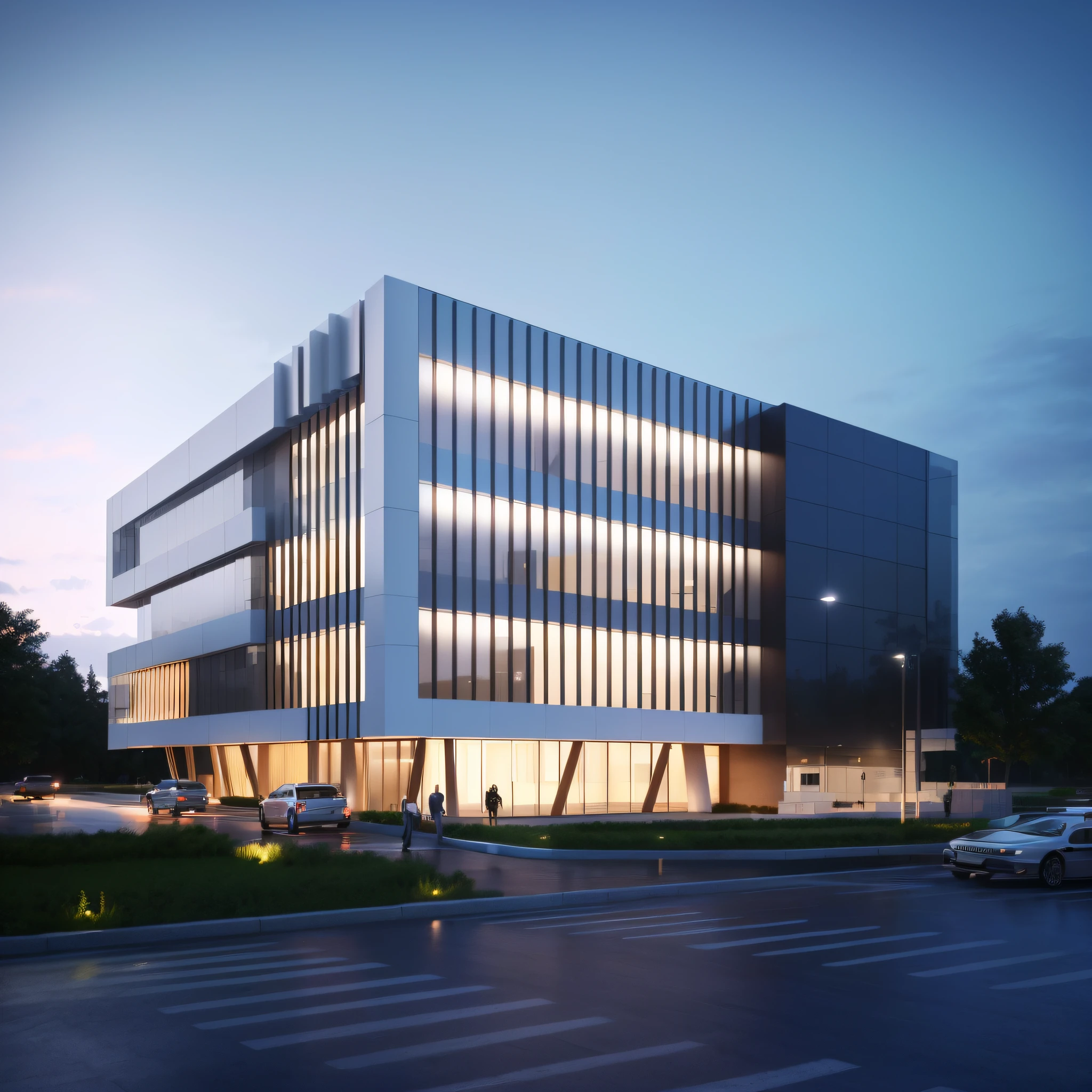 Renderings of a modern office building with a glass curtain wall, medical research facility, Rendered in Lumion, lumion render, Office building, architecture render, architectural render, Rendered in Lumion Pro, archviz, architectural 3 d render, artstation hq”, rendered in vray, Rendered in V-Ray, Render in Vray, hq render, architecture render ”