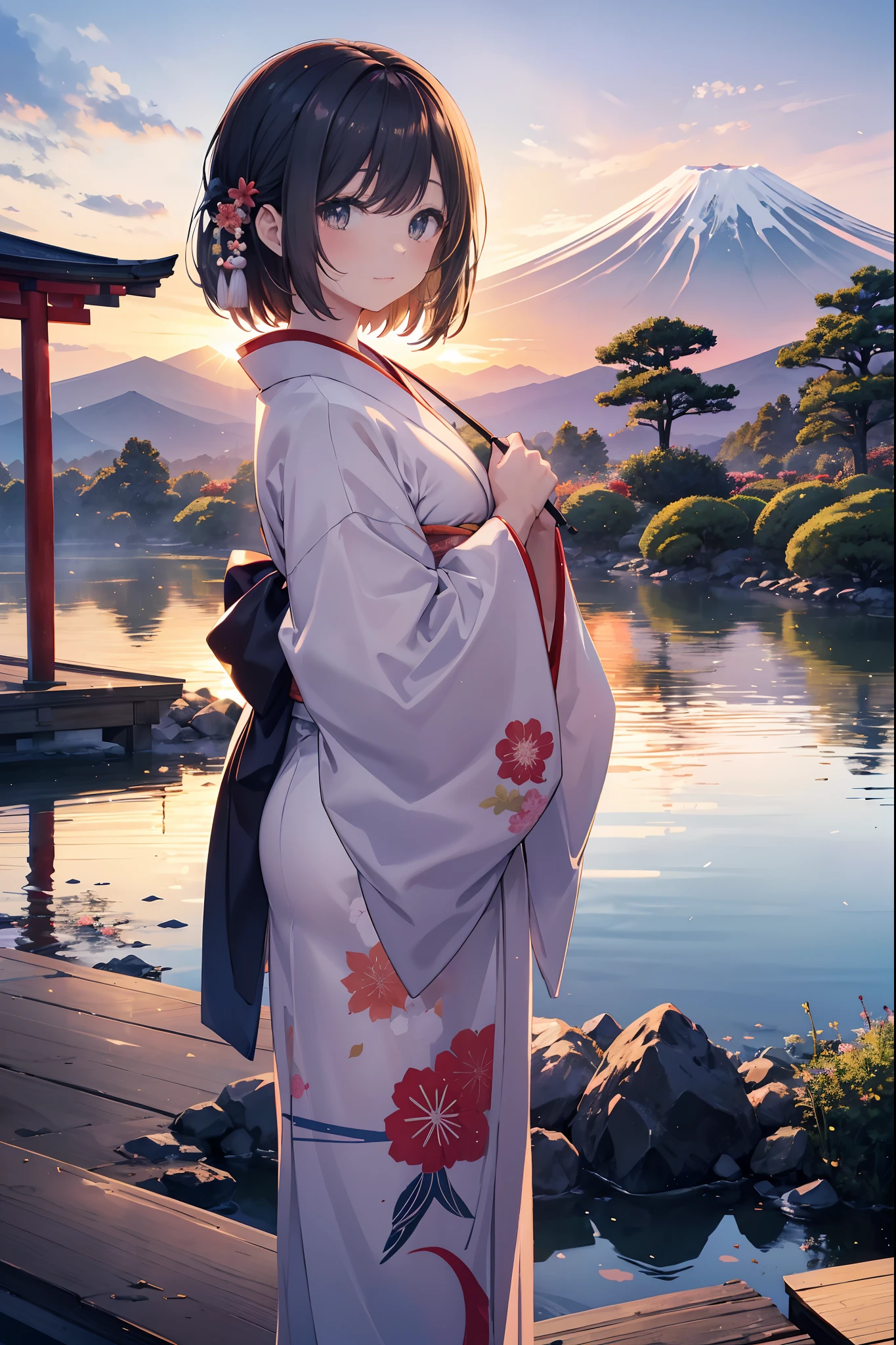 Looking at the sunrise of Mt. Fuji in a Japanese garden
There is a woman in beautiful Japanese clothes.
Standing quietly is like a painting.
Feel the beautiful and fleeting Japanese culture
Japanese clothes shine in the morning sun
Mt. Fuji rises in the background
I'm so relieved to be admiring the scene.
The beauty of Japan is here.
A woman in kimono smiles gracefully
A figure full of Japanese beauty
See the sunrise of Mt. Fuji in a tasteful Japanese garden
My heart calms down and I'm surrounded by happiness.