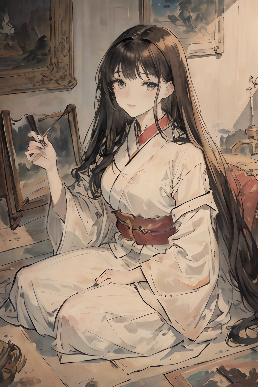 tmasterpiece,Need,The best beautiful girl,Extremely beautiful,World Masterpiece Theatre,super-fine,Need,Need,brunette color hair,A high resolution,Need,1girll,Need,illustratio,looking at viewert, canvas, oil painted, Realistic, Realist,Real,glomy，preciseness，the scientist