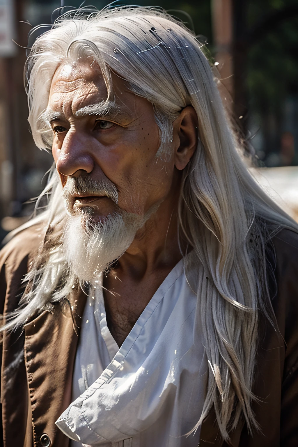 Broad-mindedness　Ma Ghost Tile　80 generations、A old man、white  hair、The long-haired、male people、homeless、Musculoskeletal augmentation々、Bear killing