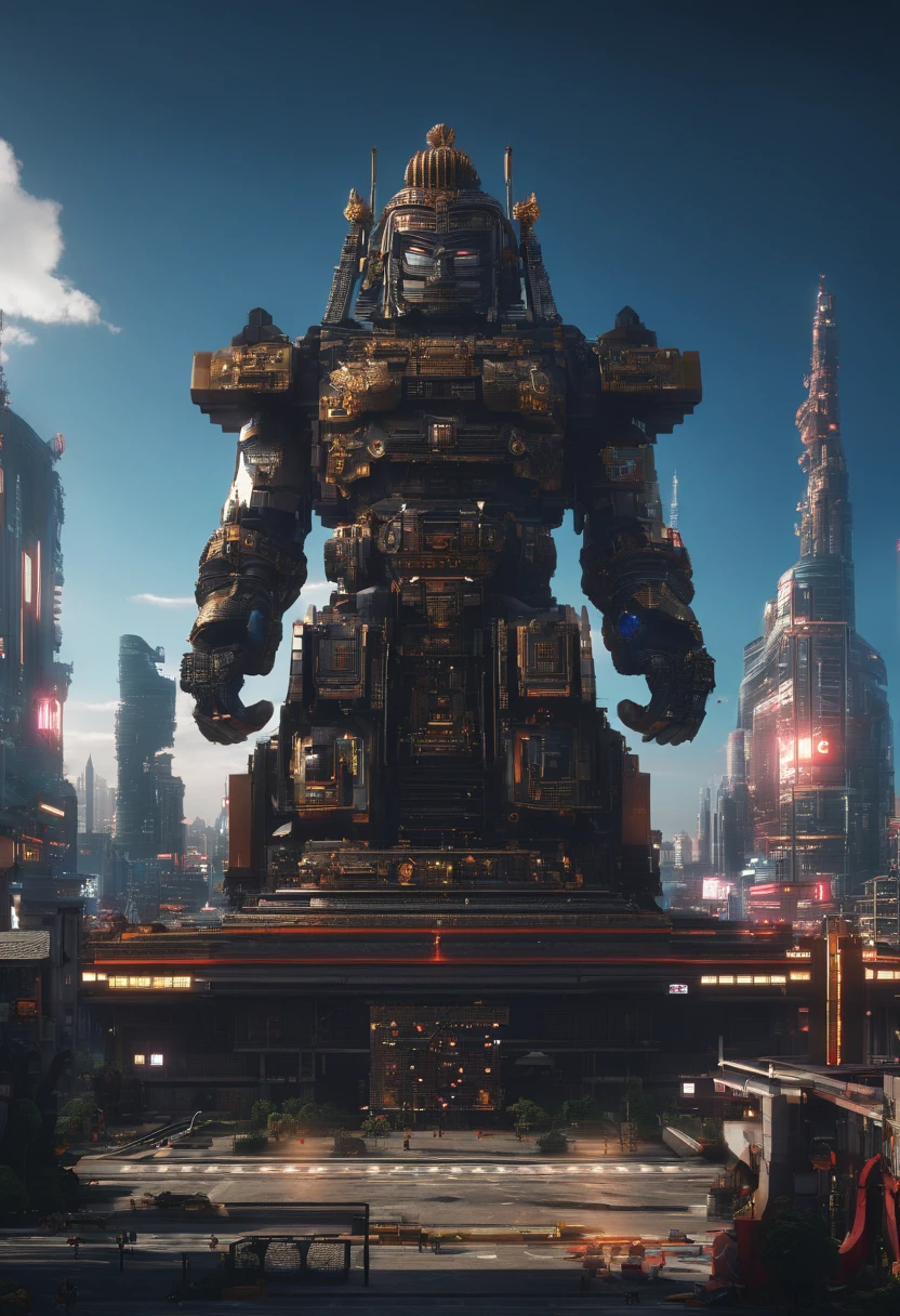 (The upper body of a huge tall Buddha statue in the distance:1.5,),(race
Background of Bopunk city:1.2),(真实感:1.4),(best qualtiy:1.0),(Super high rating:1.0),8K, RAW Photos,(tmasterpiece:0.2),ultra - detailed,(Pilgrims on the road:0.8)