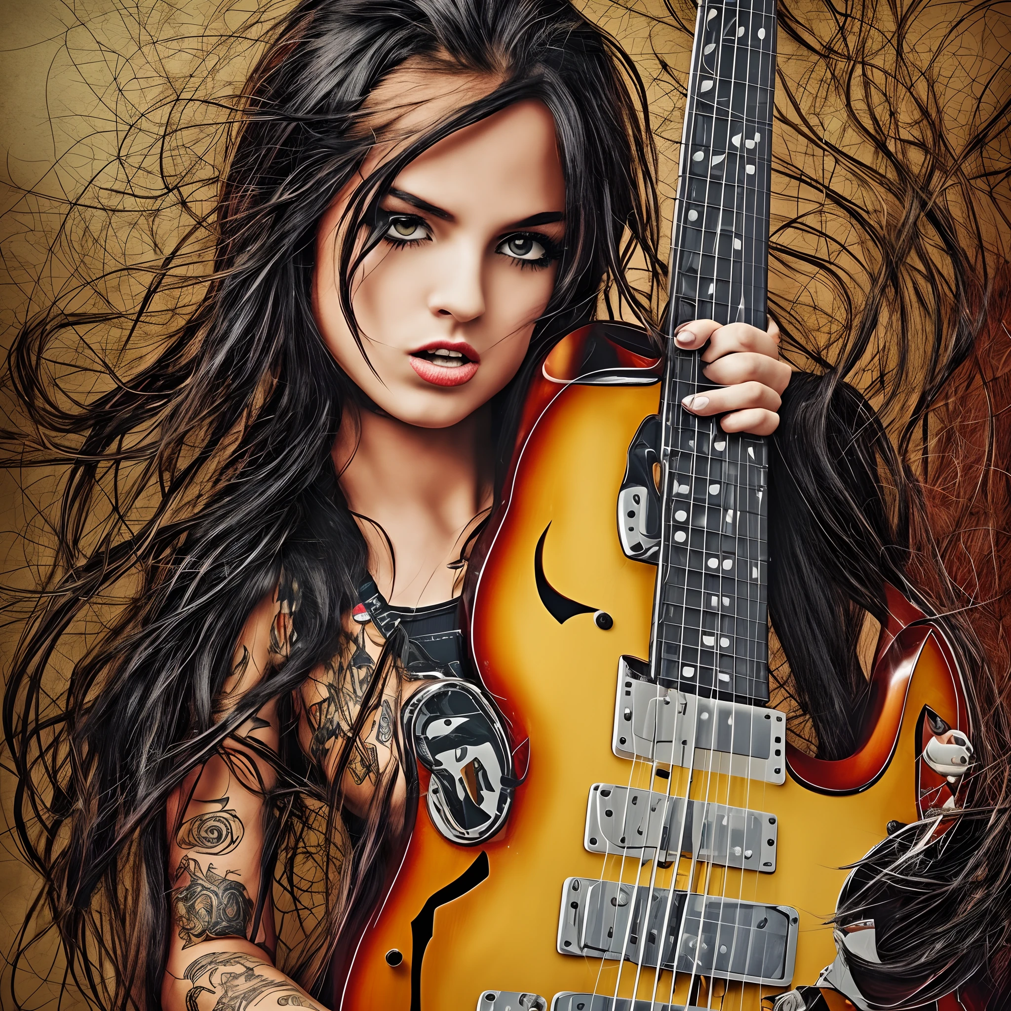 Punkgirl Muscular Play E-Guitar —AR 2:3 —auto—s2 --auto --s2