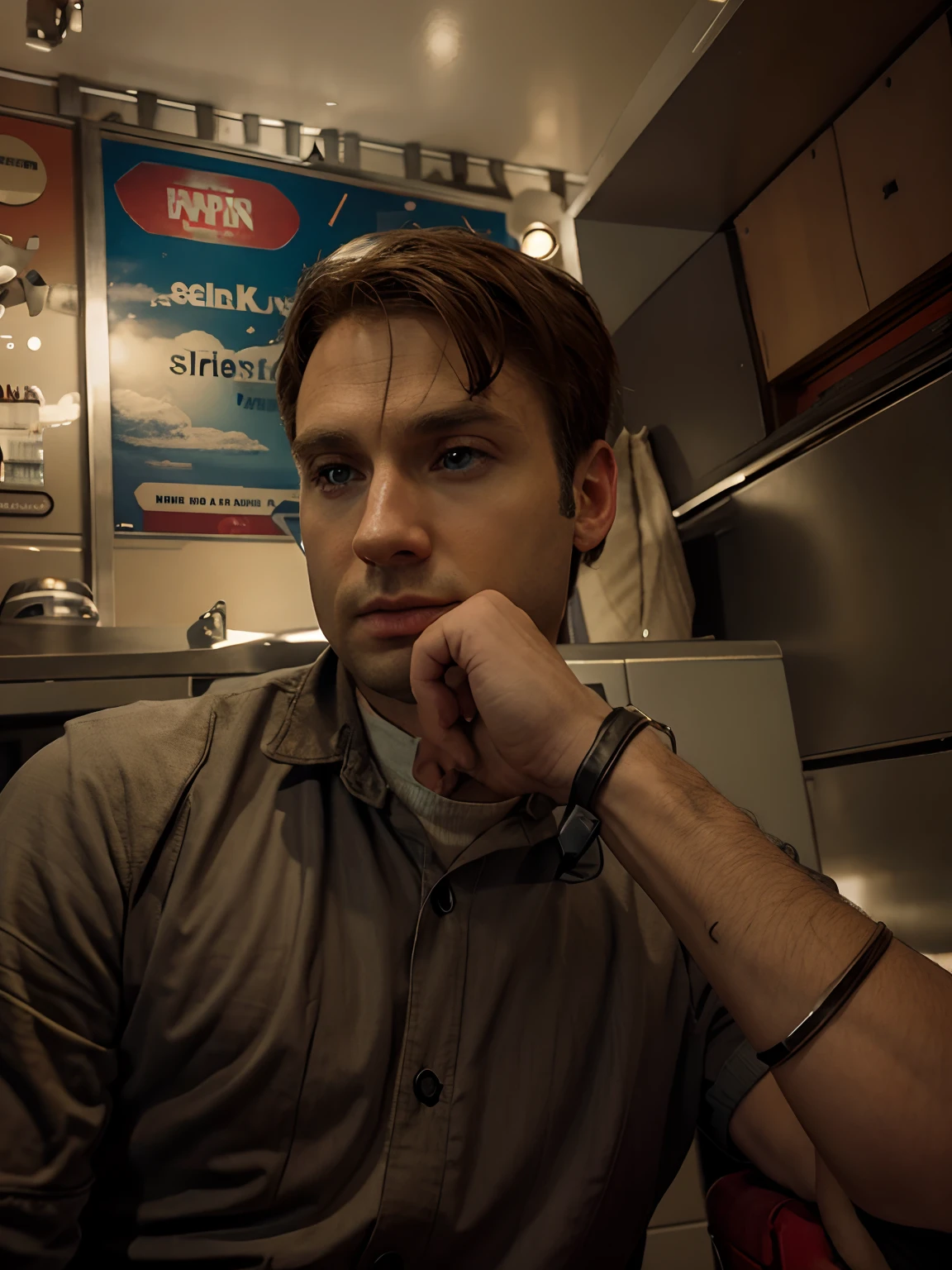 Realistic, captain America look, full HD, change the background to a photographic view