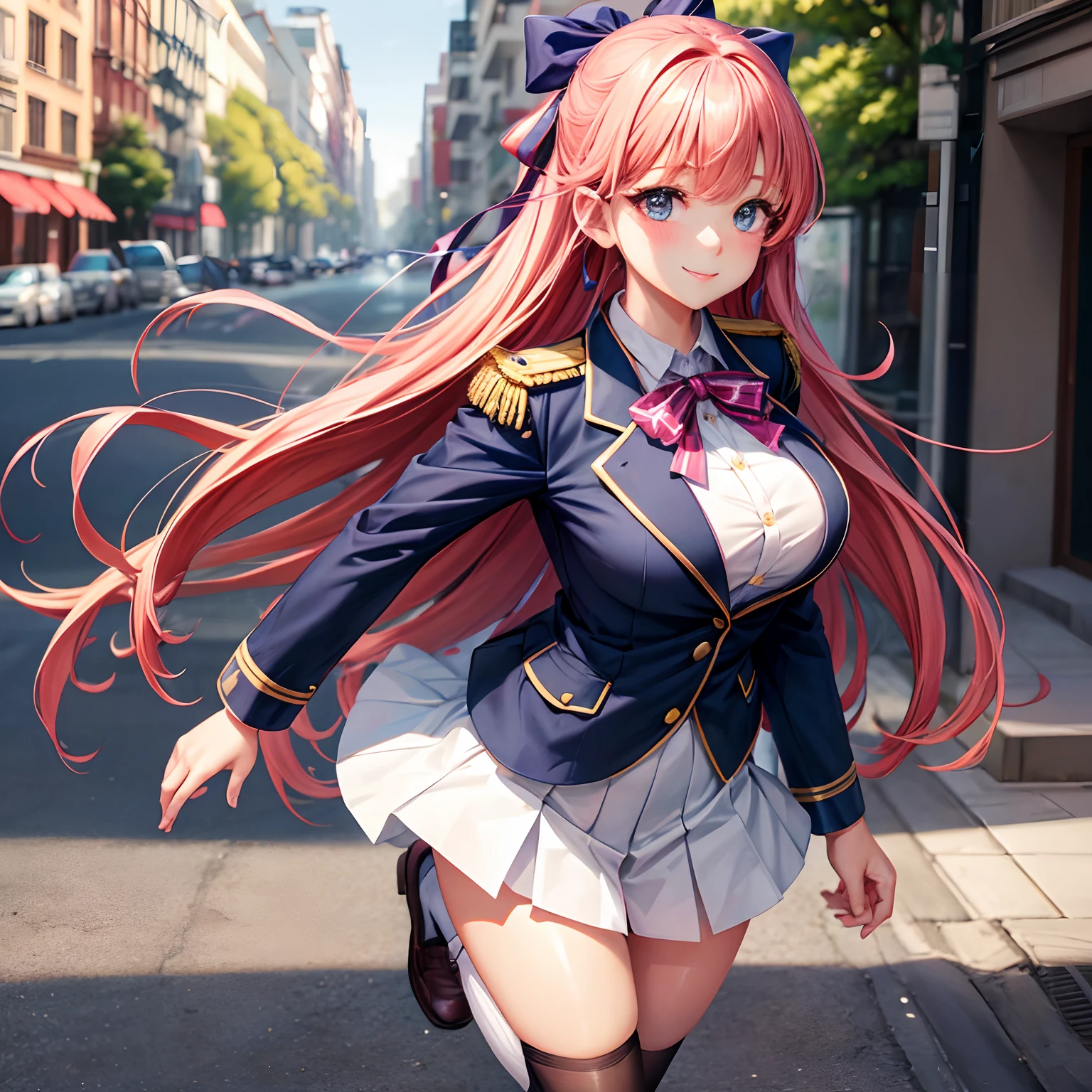 a beauty girl,Ribbon on uniform,Cute Uniform,blazers,A smile,girl,top-quality,Colossal tits,masterpiece,Excellent style,Erotic Cute,超A high resolution,beautiful a girl,Lovely girl,multicolored hair,Loose socks,HD image quality,Beautiful eyes,Perfect Beautiful Girl,