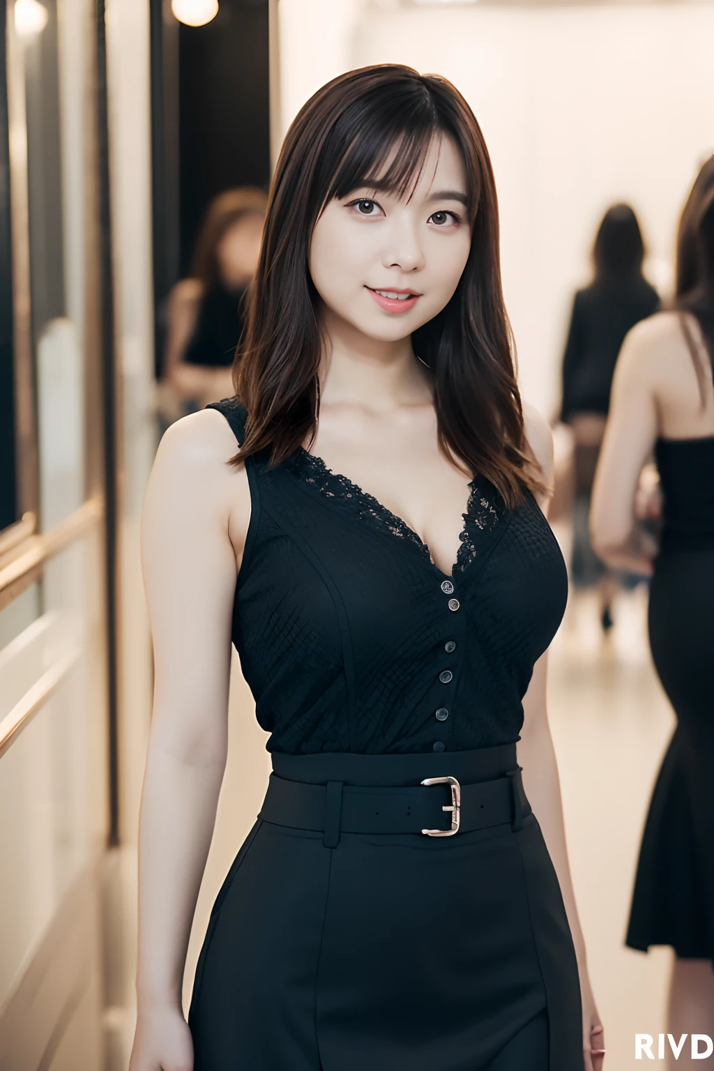 (realisitic、Photorealsitic:1.37)、(​masterpiece、top-quality:1.2)、(超A high resolution:1.2)、(Raw photography:1.2)、(foco nítido:1.3)、(Face Focus:1.2)、(Ultra detailed CG unified 8k wallpaper:1.2)、(Beautiful skin:1.2)、(pale-skinned:1.3)、(hyper-sharp focus:1.5)、(Ultra Sharp Focus:1.5)、(Beautiful clean face:1.3)、(Ultra detailed backgrounds、detailedbackground:1.3), bokeh dof、depth of fields、BREAK、 Very cute and beautiful Japan women pictures、(22year old:1.1)、Portrait of a girl with a bright smile、(Full body shot:1.2)、Curvy body type:1.4、thicc thighs:1.4、gargantuan butt、long legged、curvy body、huge-breasted:1:4、cleavage of the breast:1.4,Show thighs:1.6、((black bodycon dress,Black tight skirt:1.3))