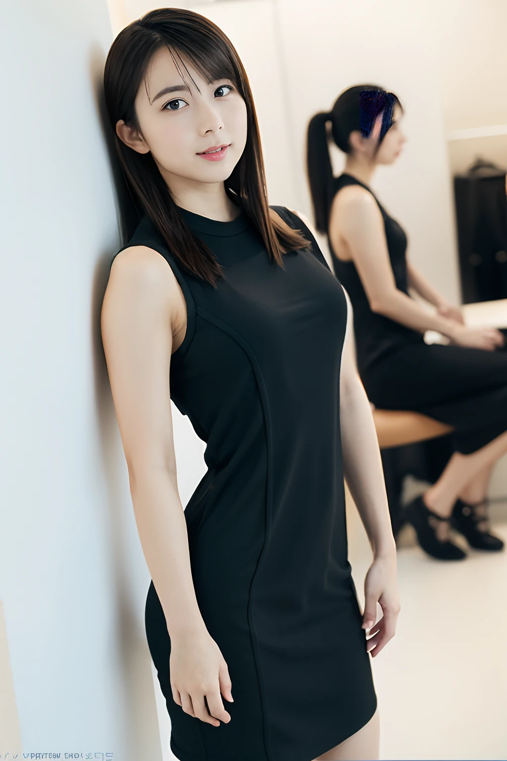 (realisitic、Photorealsitic:1.37)、(​masterpiece、top-quality:1.2)、(超A high resolution:1.2)、(Raw photography:1.2)、(foco nítido:1.3)、(Face Focus:1.2)、(Ultra detailed CG unified 8k wallpaper:1.2)、(Beautiful skin:1.2)、(pale-skinned:1.3)、(hyper-sharp focus:1.5)、(Ultra Sharp Focus:1.5)、(Beautiful clean face:1.3)、(Ultra detailed backgrounds、detailedbackground:1.3), bokeh dof、depth of fields、BREAK、 Very cute and beautiful Japan women pictures、(22year old:1.1)、Portrait of a girl with a bright smile、(Full body shot:1.2)、gargantuan butt、long legged、chubby figure:1.4、Plenty of thighs:1.6,huge-breasted:1:6、cleavage of the breast:1.4,Show muscular thighs:1.6、((black bodycon dress:1.3))
