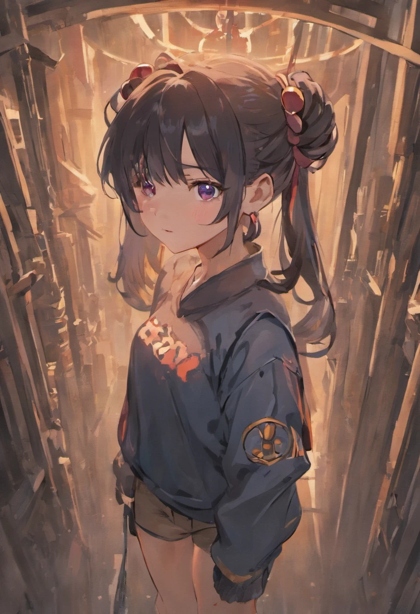 (masterpiece), best quality, expressive eyes, perfect face,high resolution, girl, black hair, one braid, milf, gigantic breasts, curvy, looking at viewer, mature female, beautiful face, blue eye, wear sweater, denim shorts, Accurate describe shapes, full body, detailed hands, sexy lips, perfect hands, mom, stand straight, standing ,cross arms ,mother,round eye,1 girl,earrings