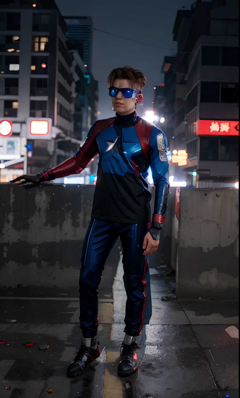 Change Background Cyber Punk 8k Realistic Captain America Suit