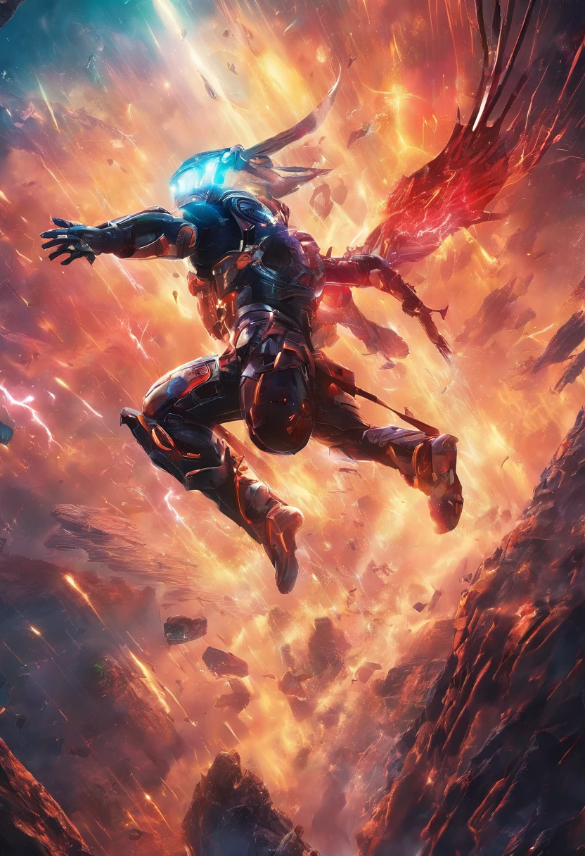 (A winged warrior who has swam through rivers of lightning),fotorrealista:1.37,Altas Resoluciones,vivid colors,Bokeh,Renderizado 3D,foco nítido,ultra detallado,Studio lighting,Guerrero,fierce expression,armadura,plumaje,Alas poderosas,lightning bolts,Aurora boreal,cielo tormentoso,superficies reflectantes,ethereal glow,mystical creature,Salpicaduras de agua,dynamic pose,espada,Ruinas antiguas.(La mejor calidad,4k,8k,Altas Resoluciones,obra maestra:1.2),ultra detallado,(realista,fotorrealista,fotorrealista:1.37),Exhilarating Epic,Extreme Fall from Height,Desembarco heroico,cayendo desde una gran altura,paisaje impresionante,action-packed scene,Truco peligroso,Emocionante aventura,No laces or parachutes,dramatic expression,Resilient character,Vista expansiva,Impresionante belleza natural,adrenalina,Majestuosa cordillera,Movimiento impredecible,Captivating Free Fall,Sorprendente contraste de luces y sombras,Imagen sobrecogedora,Intensidad emocional,Conquista definitiva,Gravity-defying maneuver,Experiencia inolvidable,Aterrizaje resiliente,Impacto potente,Valiente viaje,Resiliencia extraordinaria,Gravity-defying feat,Unwavering determination,Un coraje asombroso,Impacto masivo,Triunfo humano,Perspectiva sobrecogedora,Incredible strength,vivid colors,emociones intensas,High-octane show,Aventura atrevida,An Incredible Achievement,Paisaje inmersivo,Vista emocionante,Momento sobrecogedor,(plano amplio),(callendo en una cuiudades de neon futurista),ciudad increiblemente detallada.